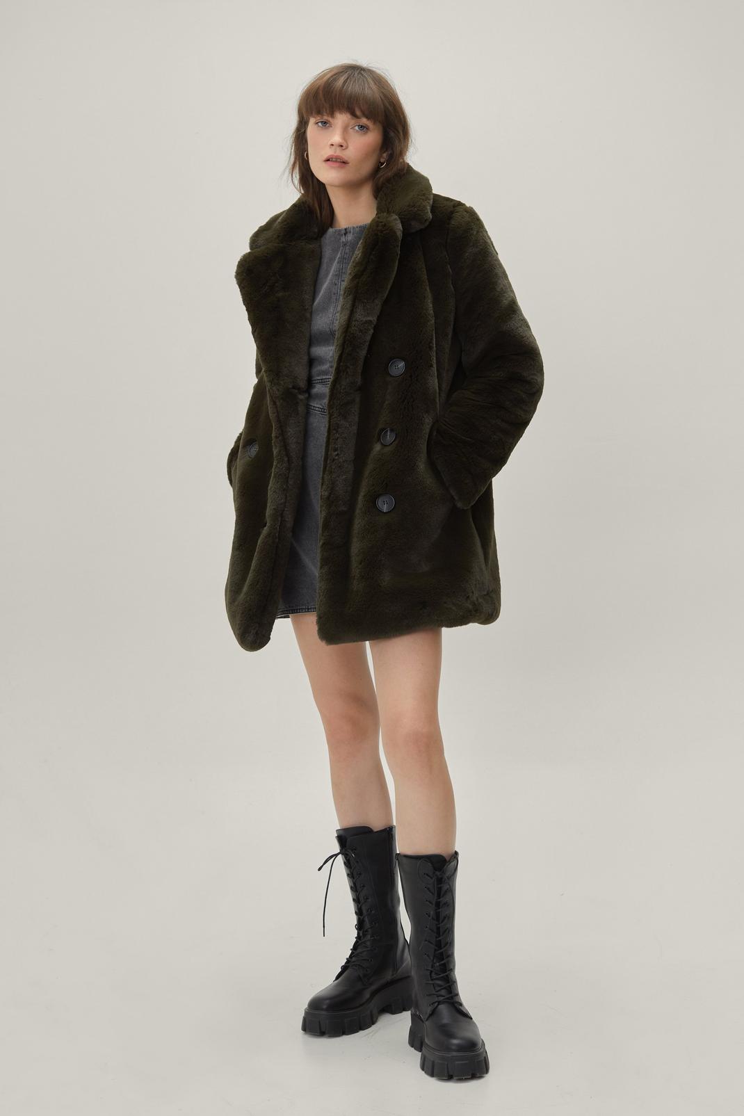 135 Faux Fur Double Breasted Coat image number 2