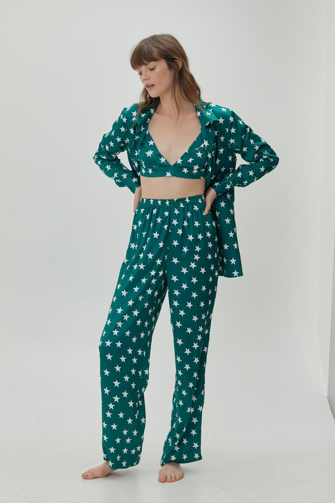 125 Recycled Satin Star 3 Piece Pyjama Trousers Set image number 2