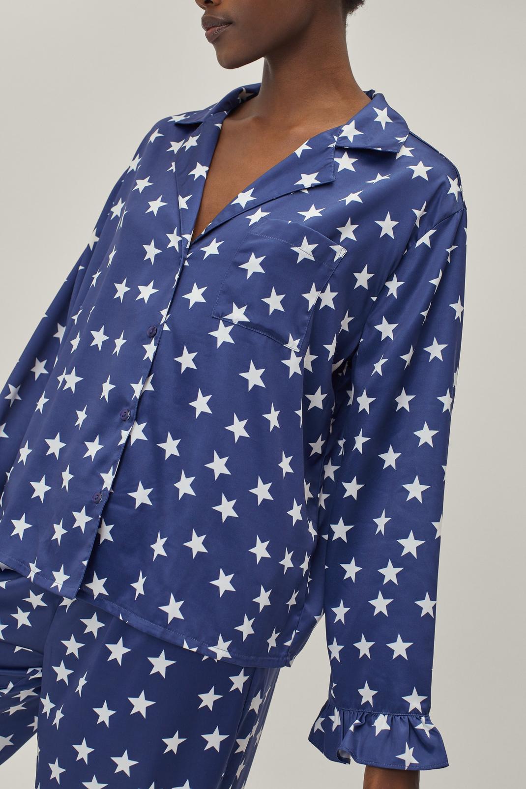 148 Recycled Satin Star Ruffle Pajama Pants Set image number 2