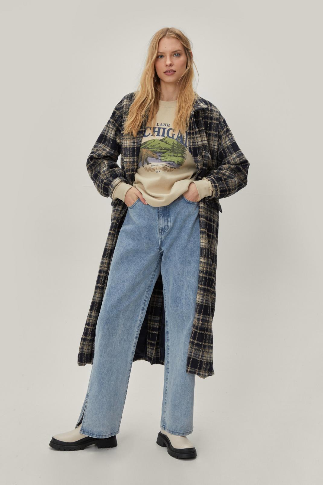 105 Oversized Check Wool Look Coat image number 2