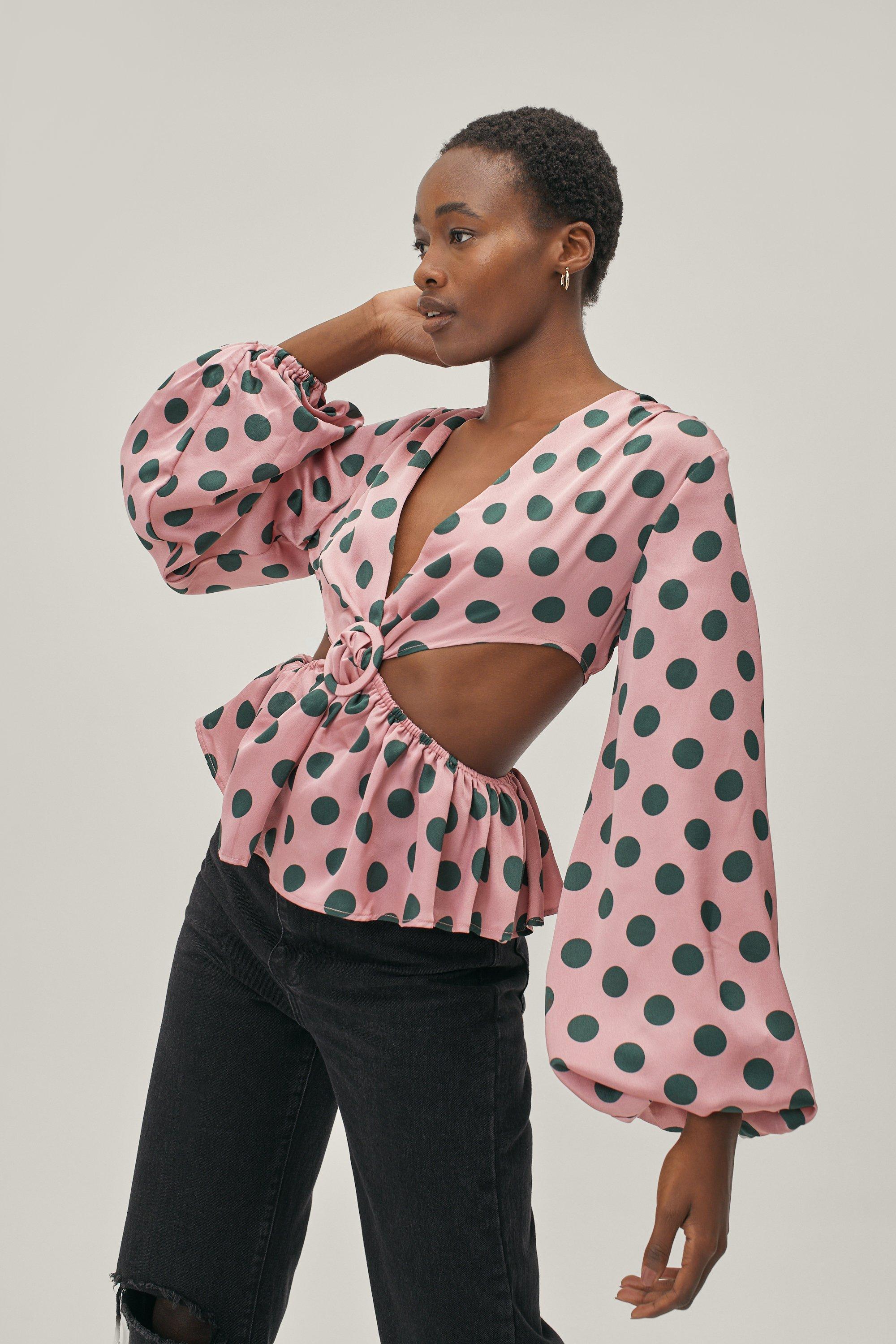 Polka dot puff store sleeve top