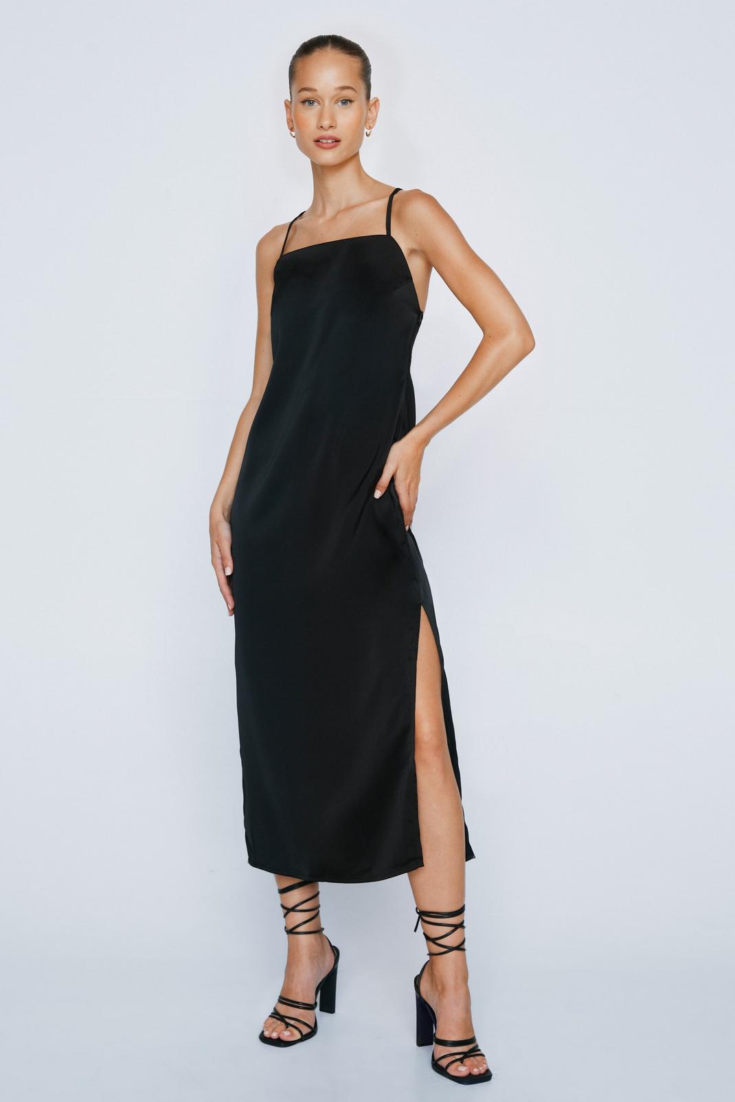 Pull&Bear spaghetti strap mini dress with cut out back detail in