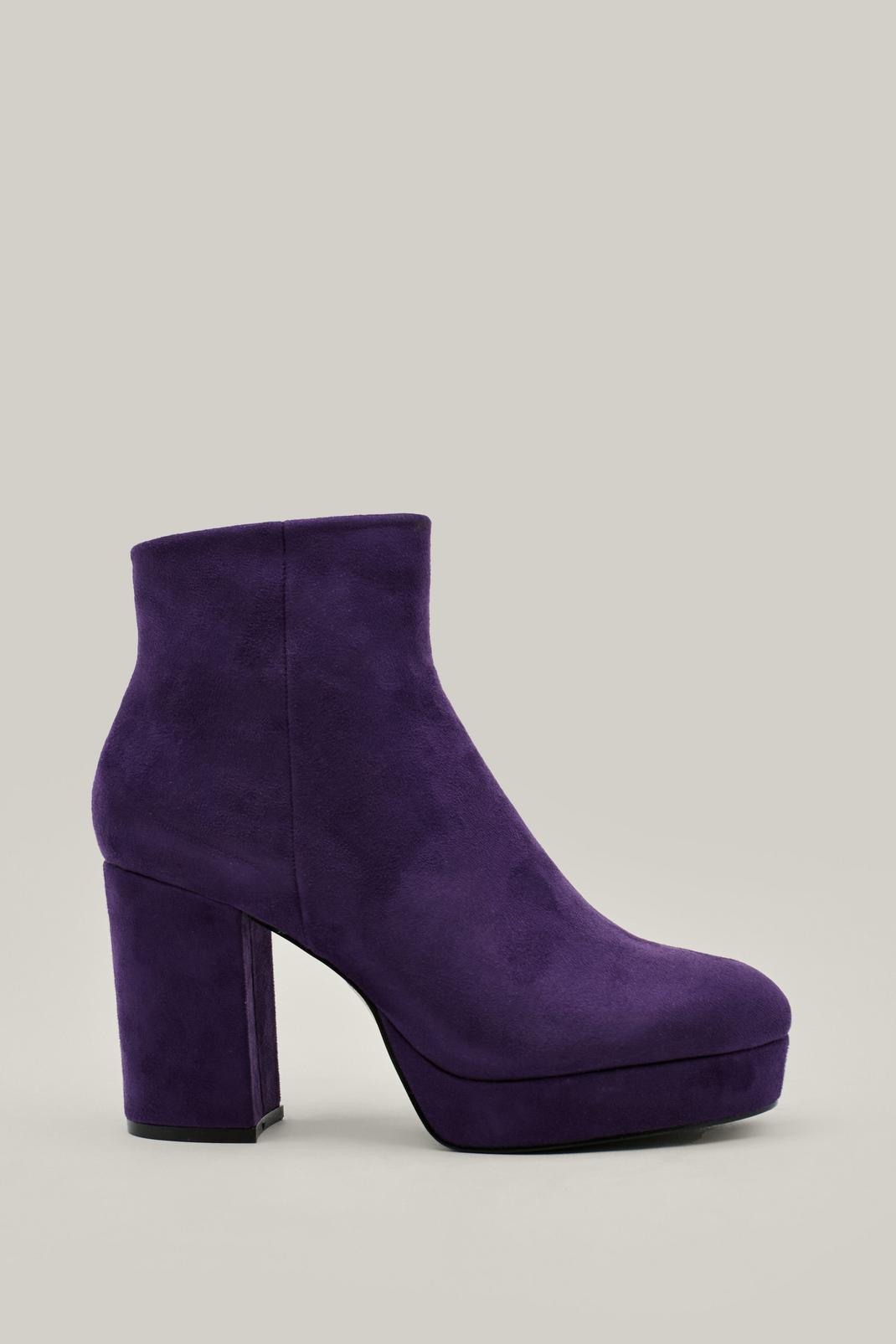 Electric purple Faux Suede Platform Ankle Boots image number 1