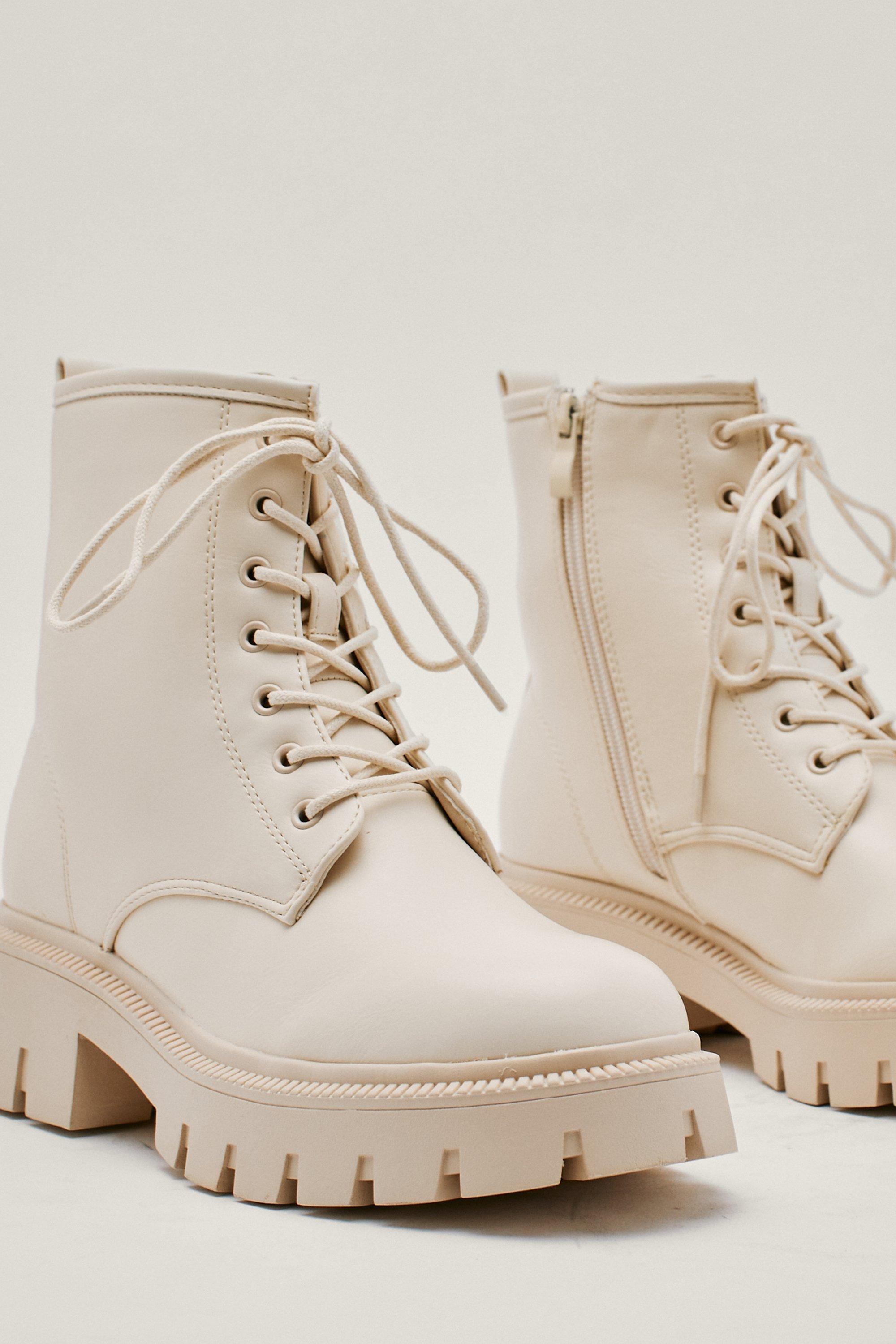 Lace up chunky hiker boots sale