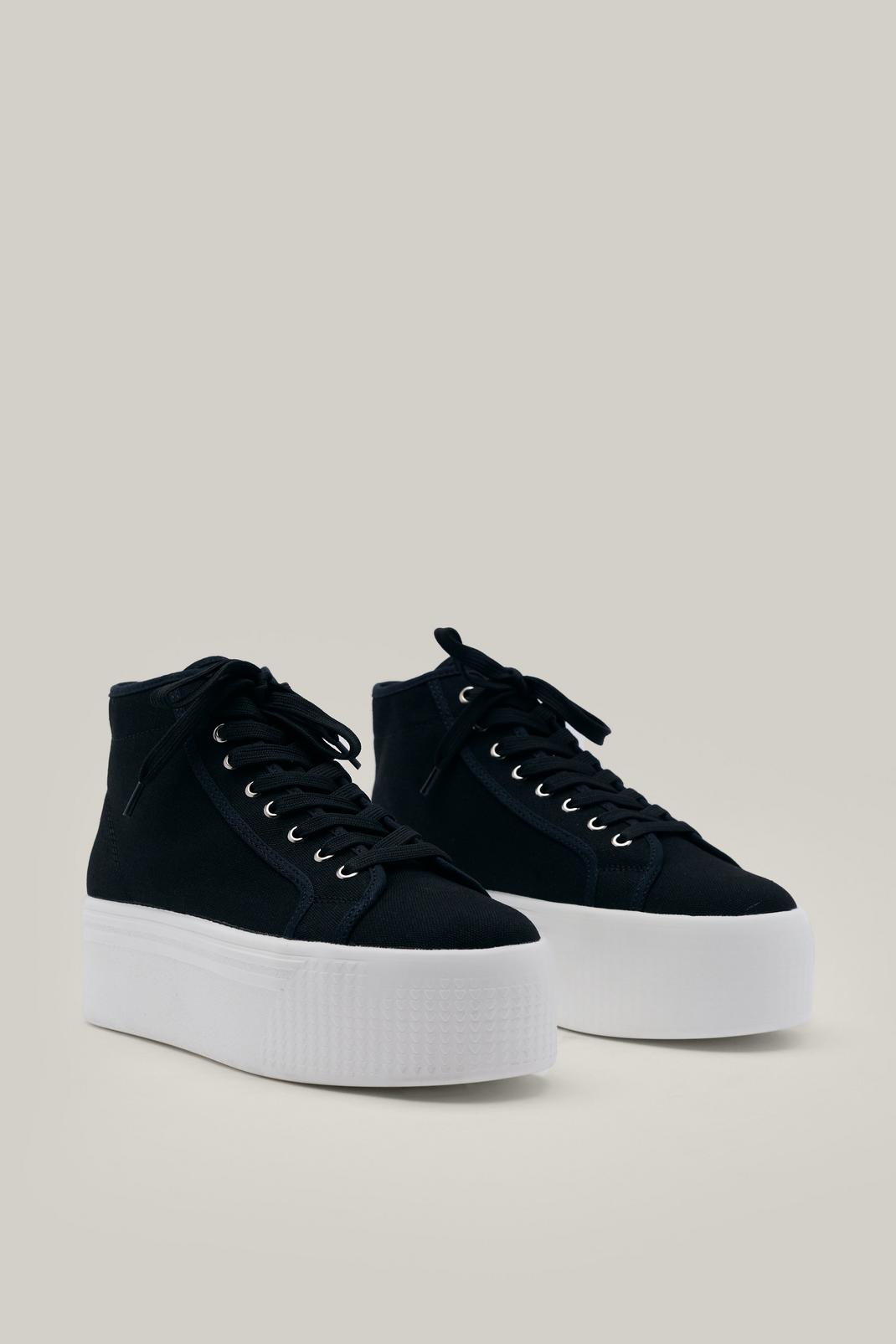 105 High Top Flatform Lace Up Canvas Sneakers image number 2