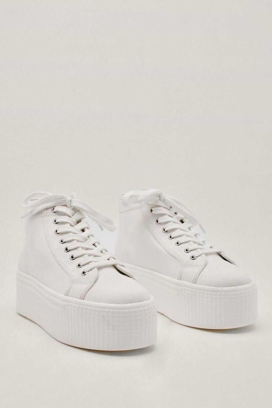 High Top Flatform Lace Up Canvas Sneakers