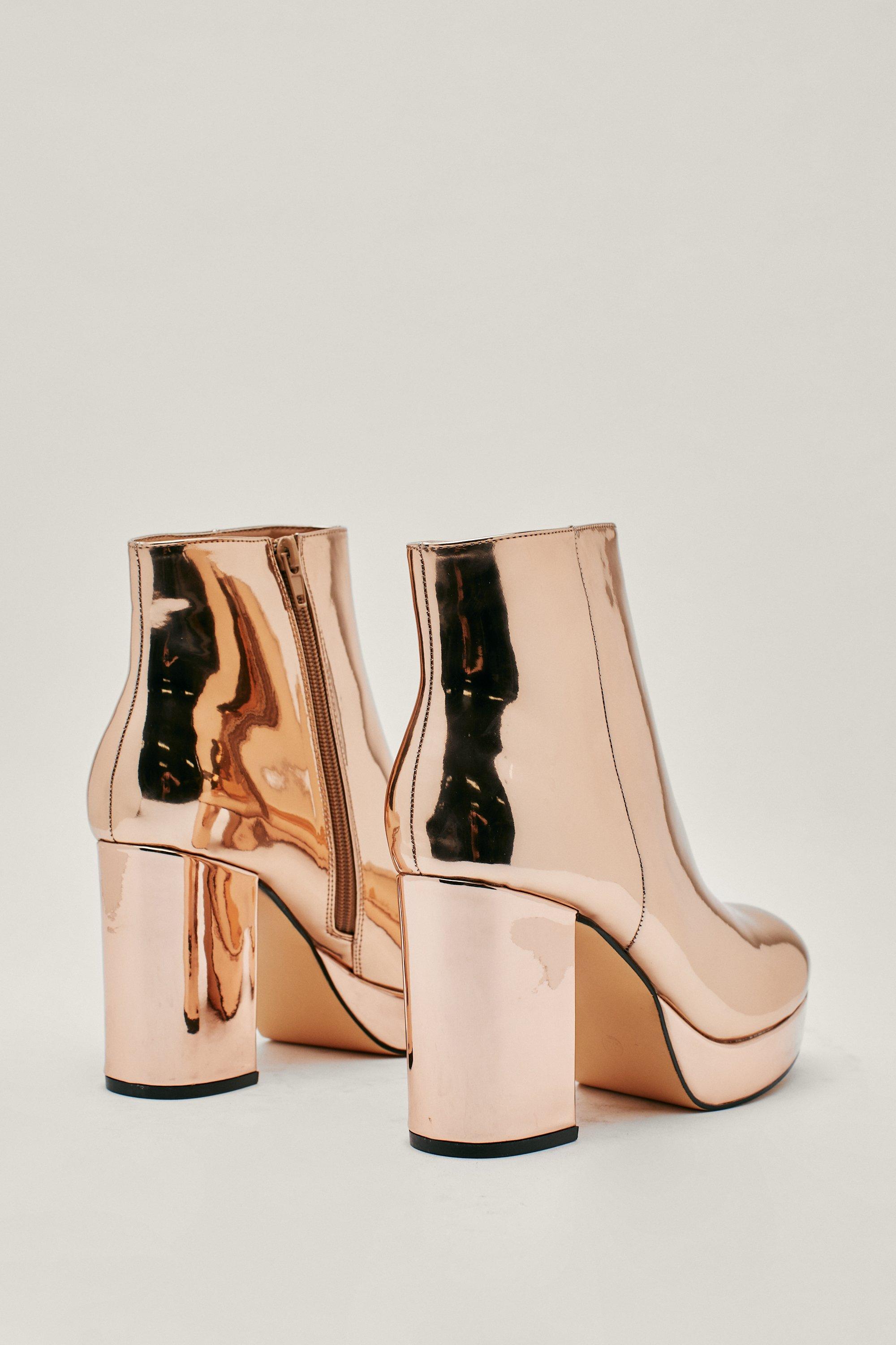 Metallic Platform Ankle Boots