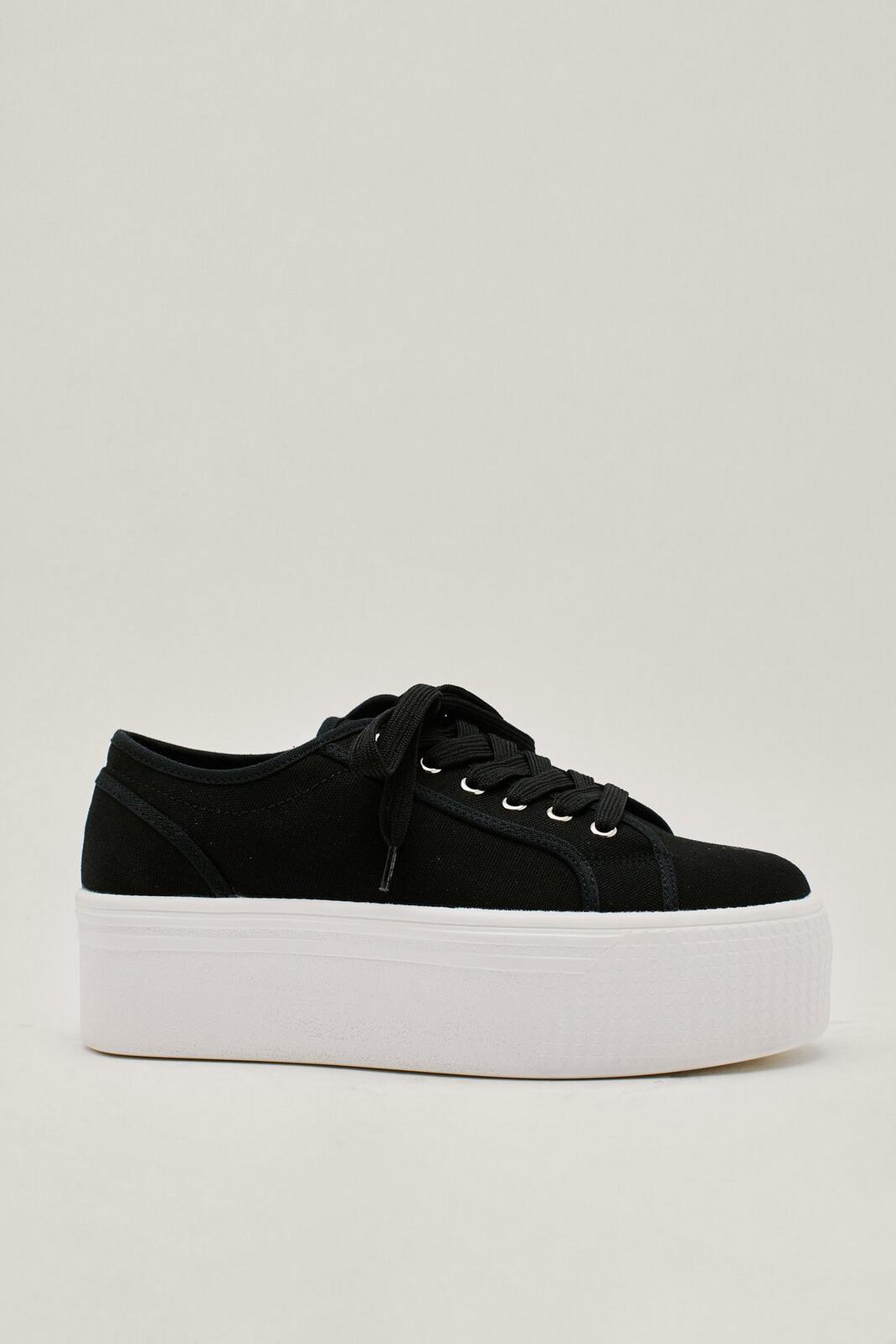 105 Canvas Lace Up Flatform Sneakers image number 2