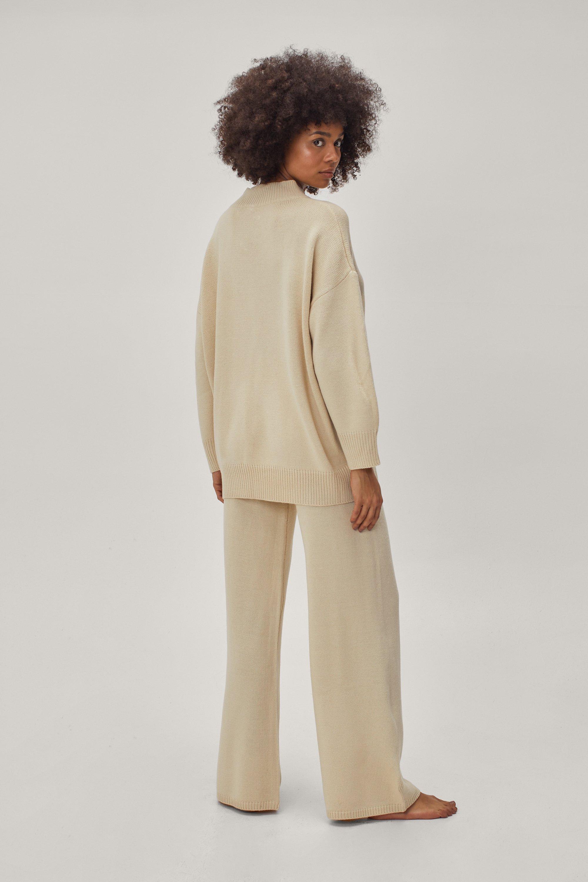 Knitted Jumper and Wide Leg Trousers Lounge Set
