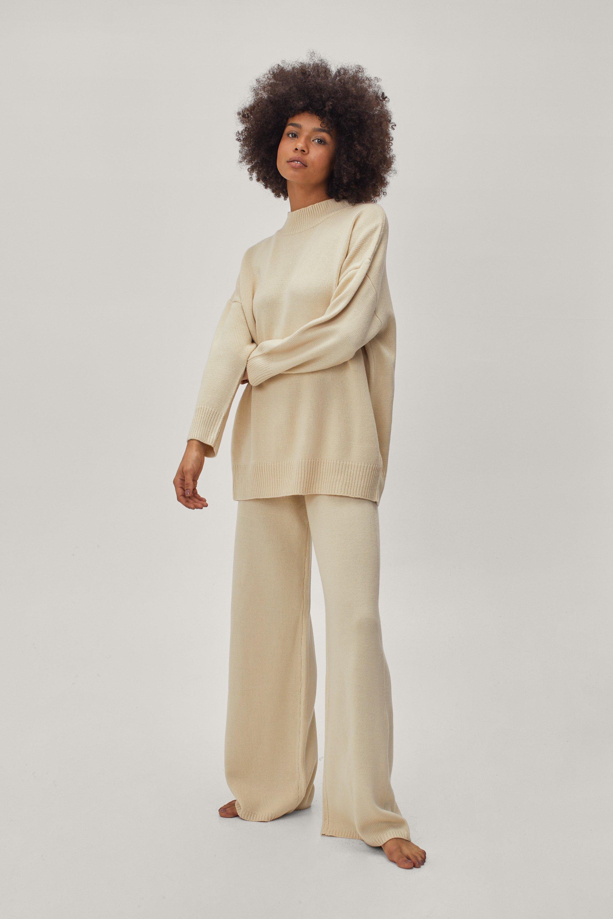 Knitted Jumper and Wide Leg Trousers Lounge Set