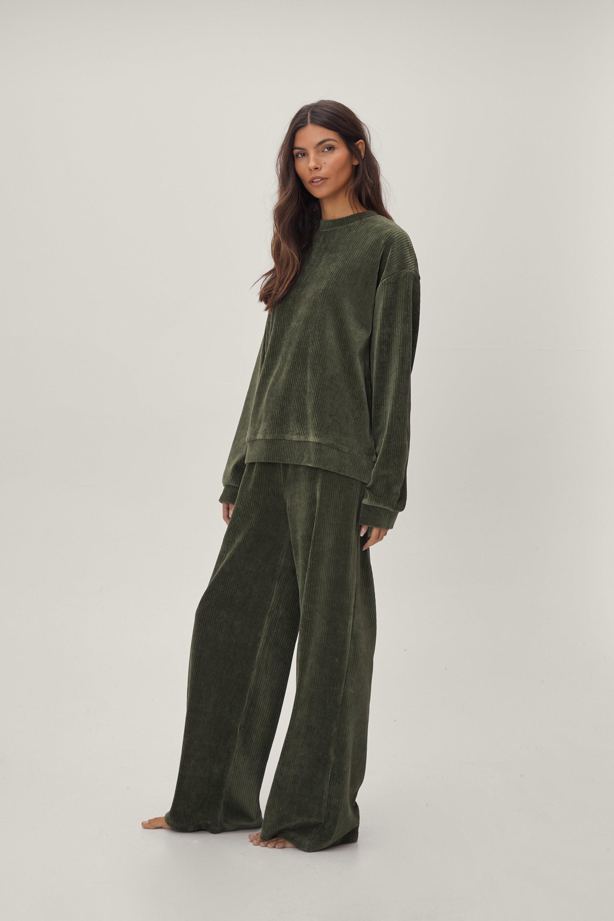 Auriel Khaki Sweat Pants Lounge Set