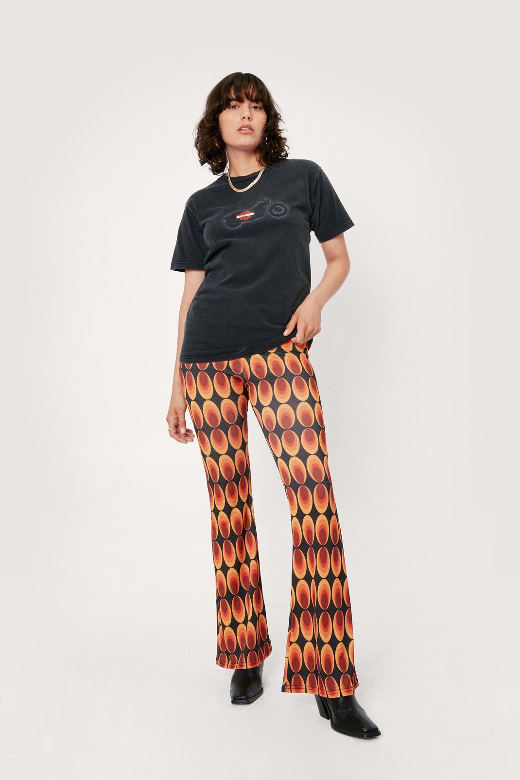 113 Retro Print Jersey Flared Pants image number 2