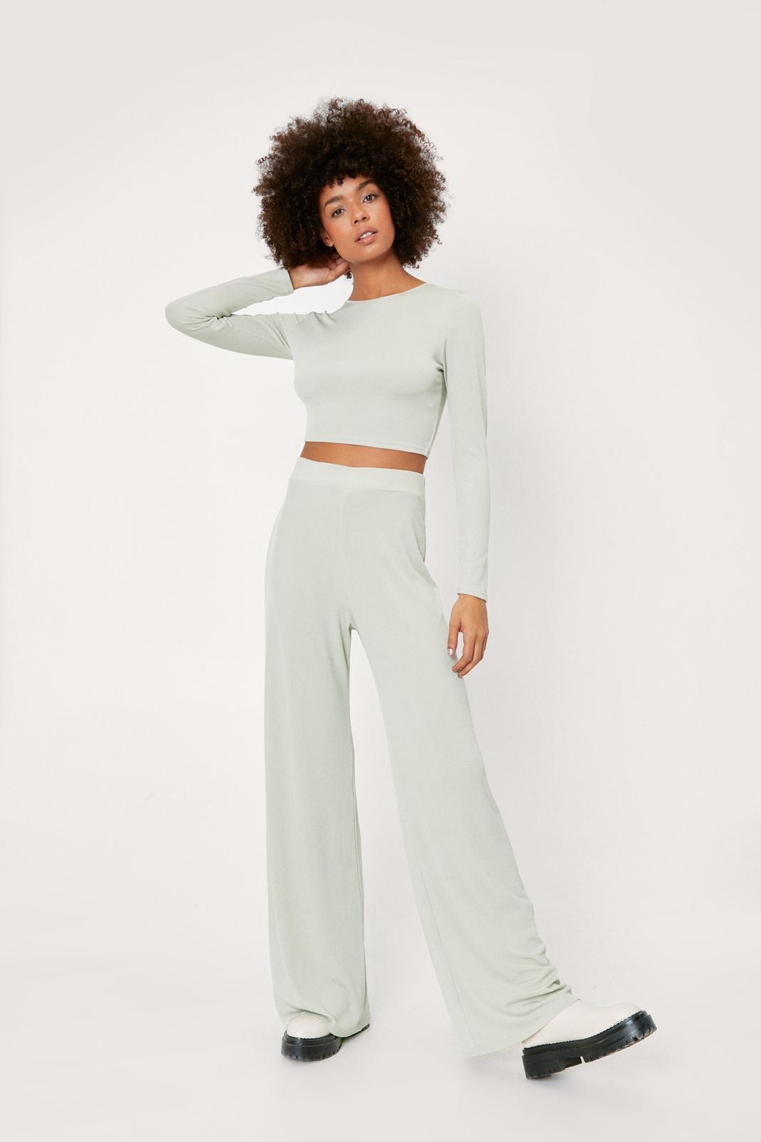 209 Full Sleeve Crop Top And Wide Leg Set image number 1