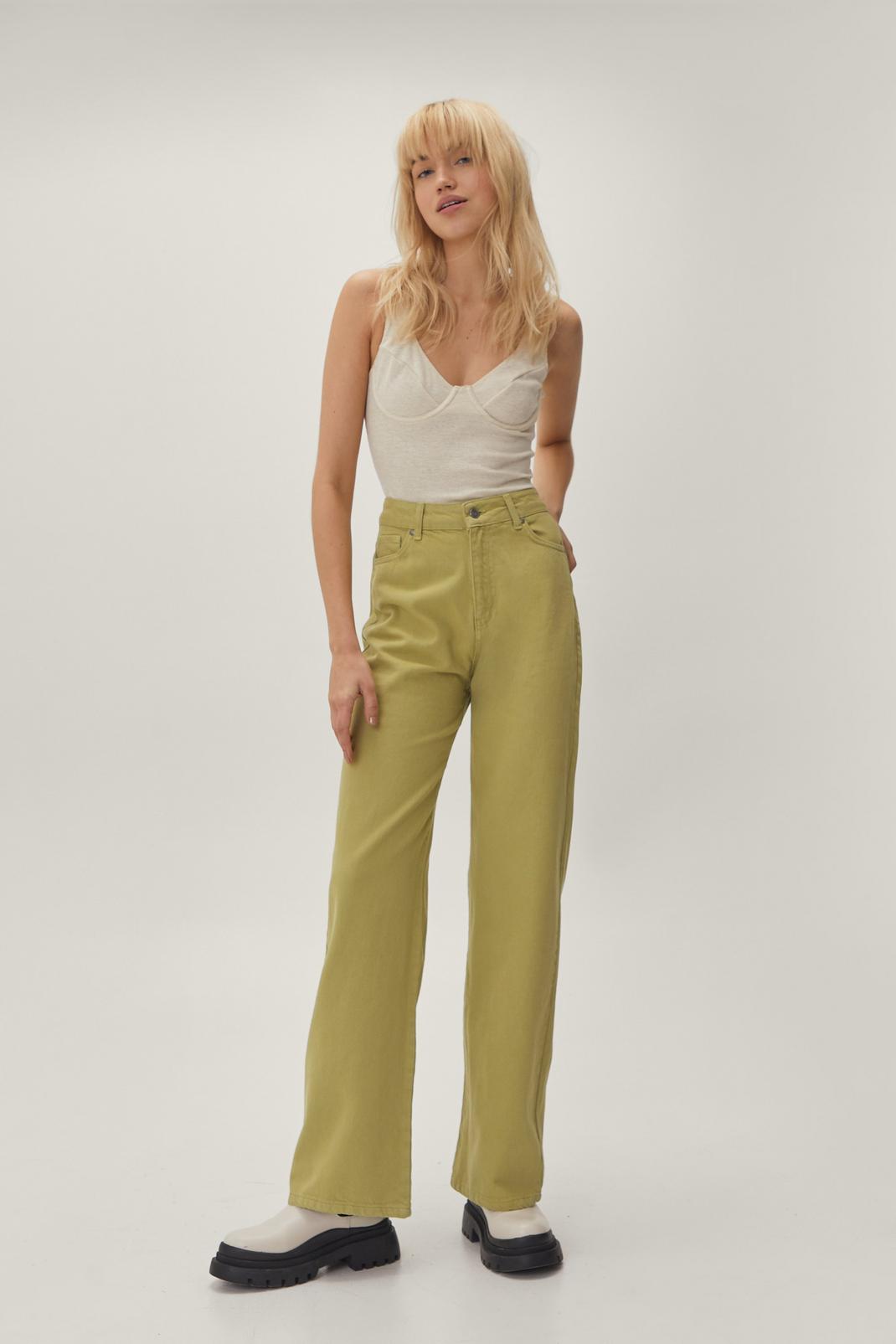 Green High Rise Wide Leg Jean image number 1