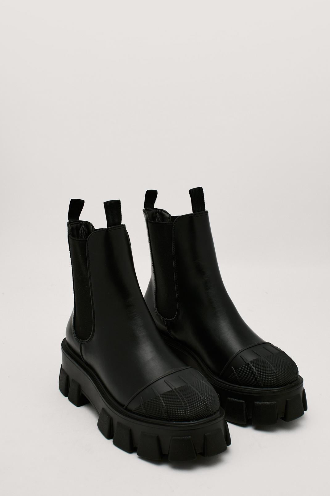 105 Faux Leather Cleated Chelsea Boots image number 1