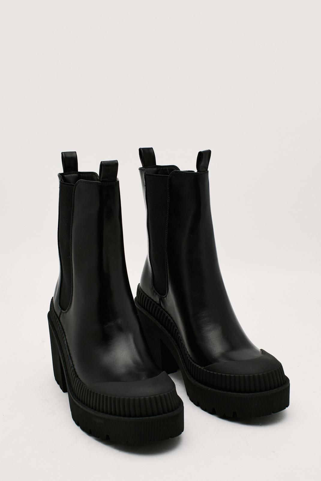 Faux Leather Block Heeled Chelsea Boots | Nasty Gal