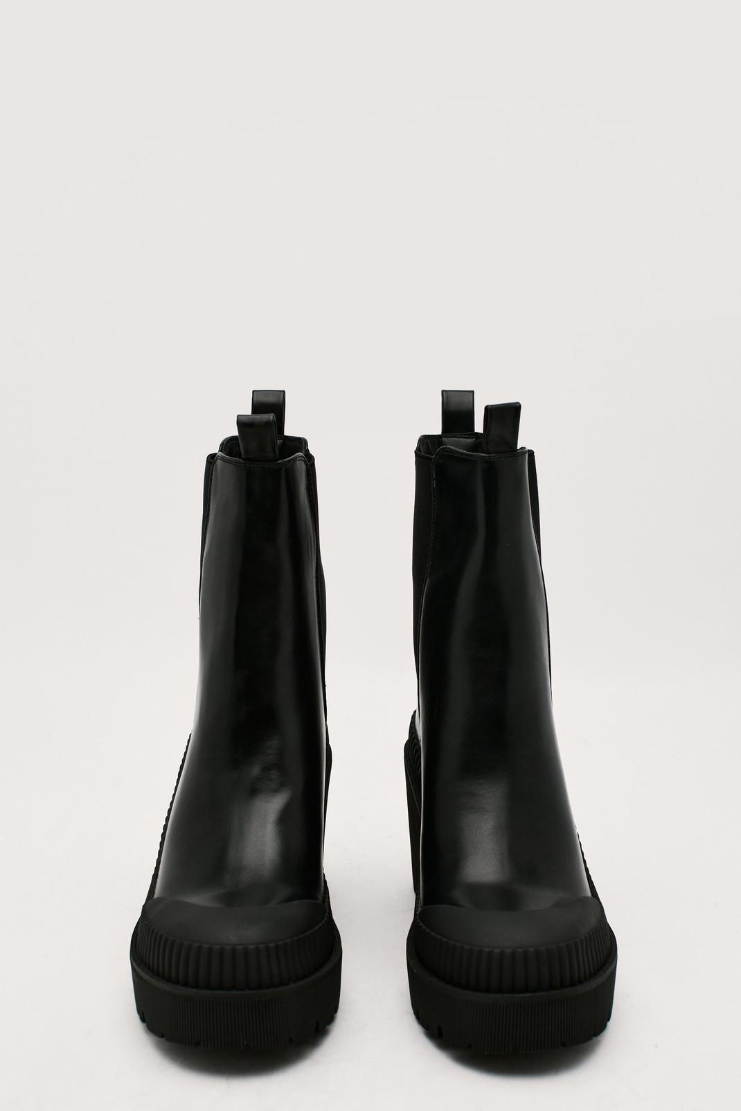 105 Faux Leather Block Heeled Chelsea Boots image number 2