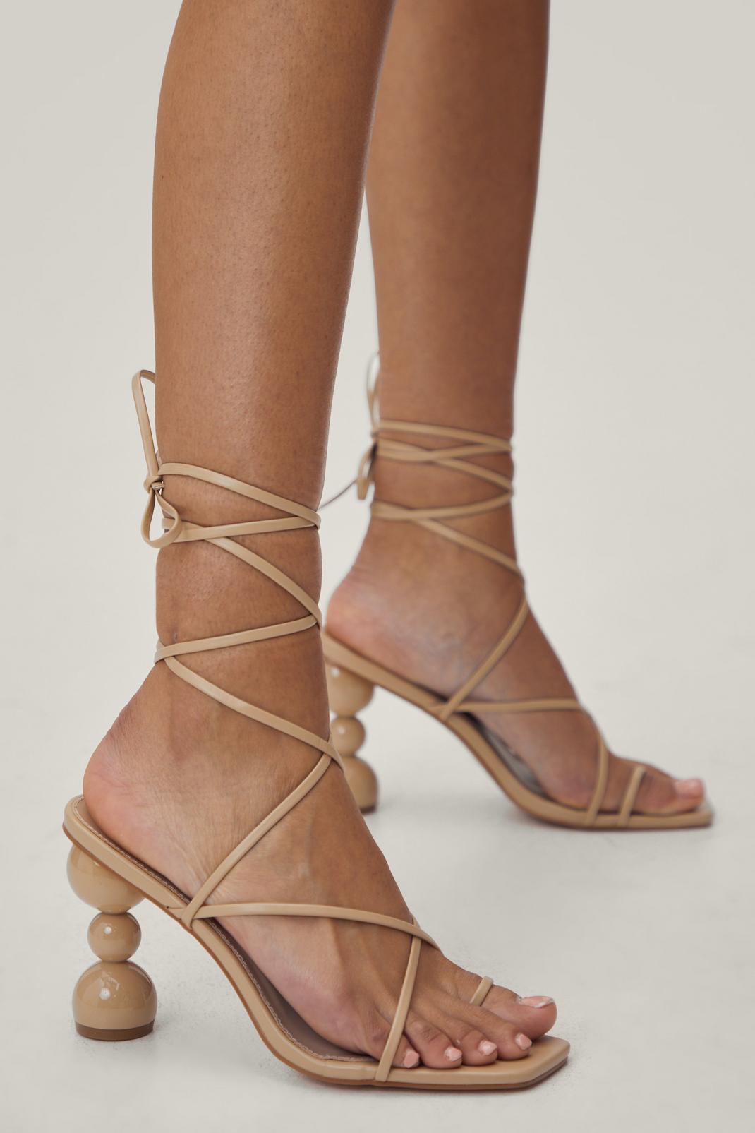Nude Faux Leather Strappy Alternative High Heels image number 1