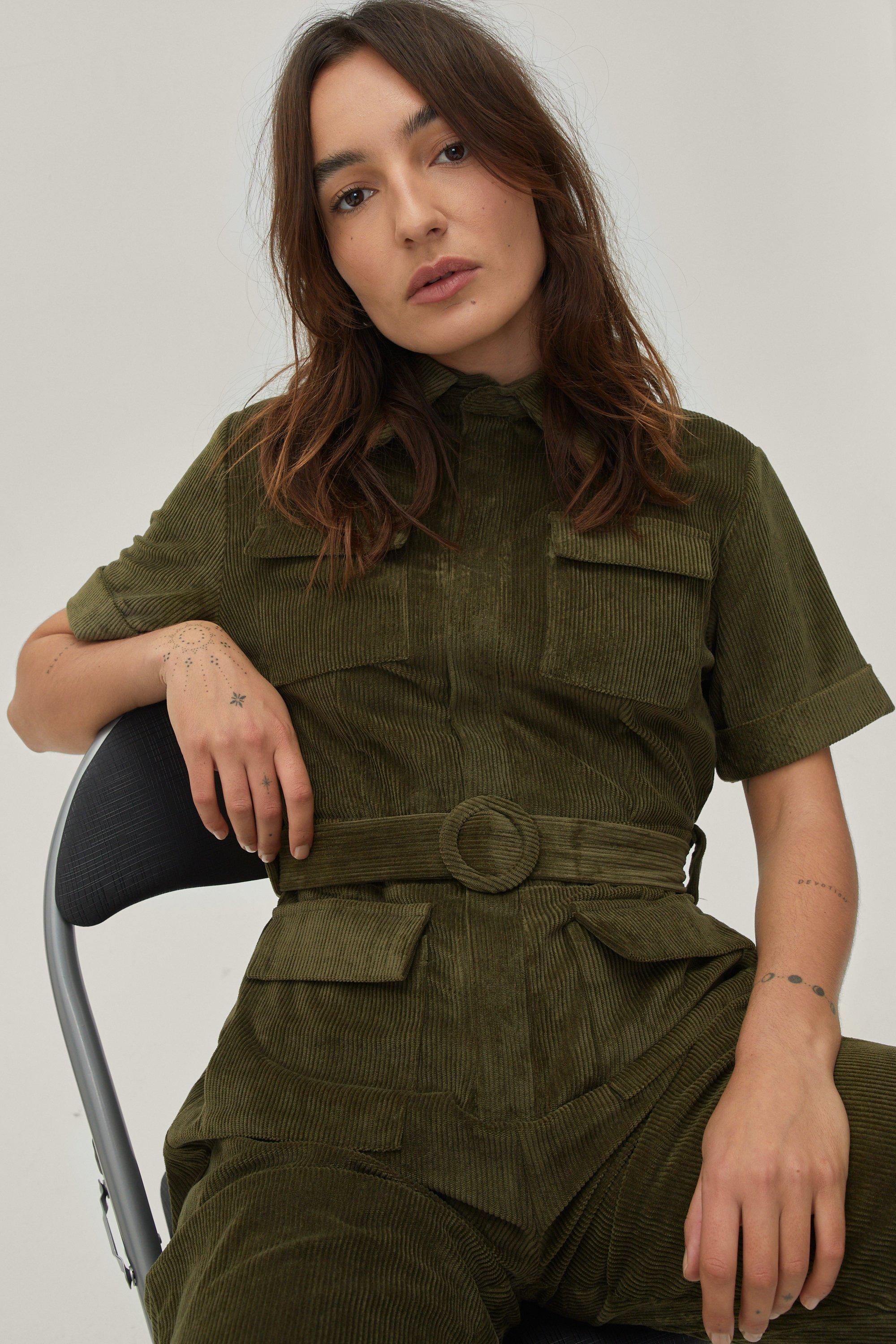 Petite Corduroy Belted Boilersuit