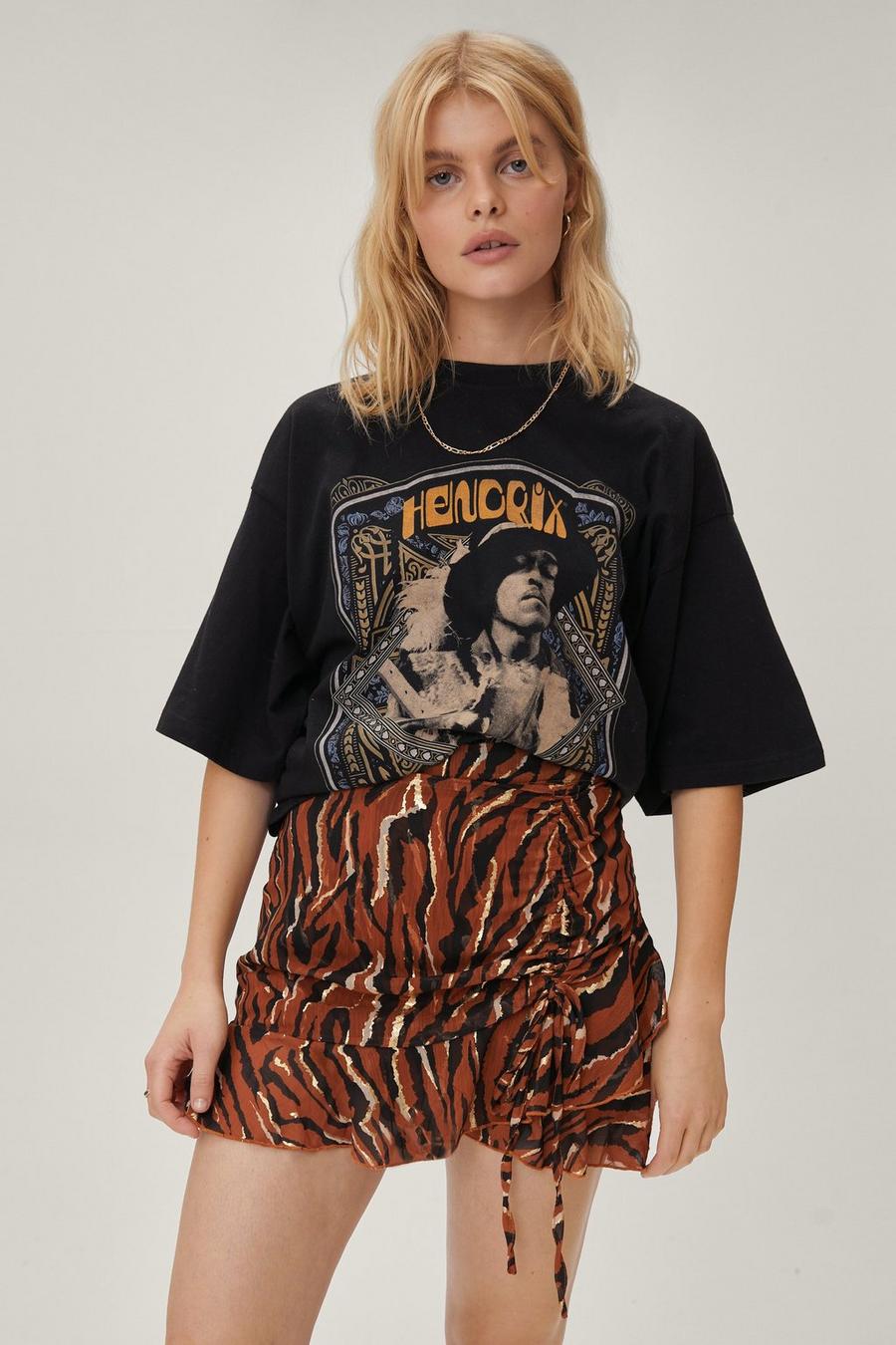 Petite Tiger Print Ruched Side Mini Skirt