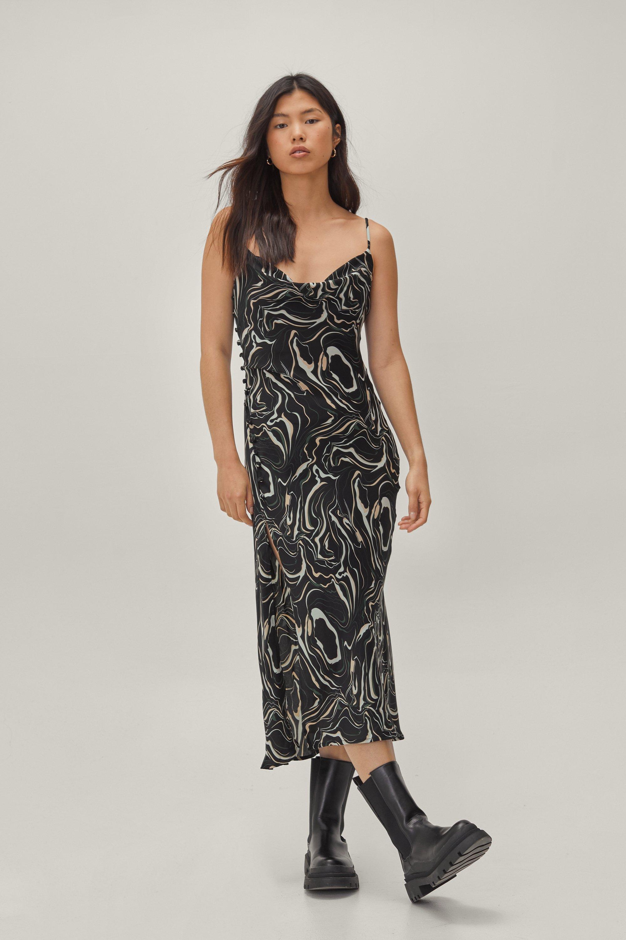 button front slip dress