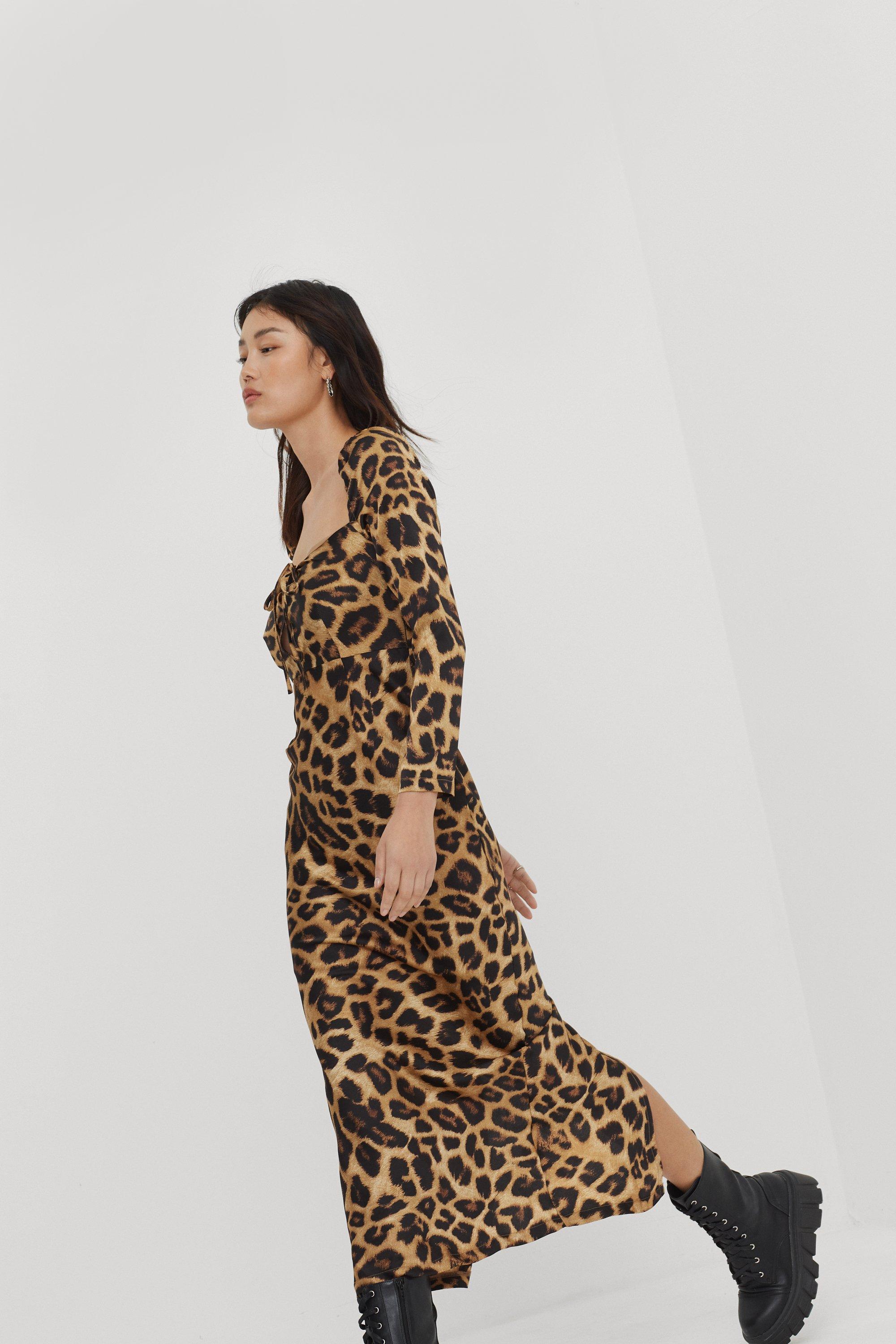 Leopard square cheap neck dress