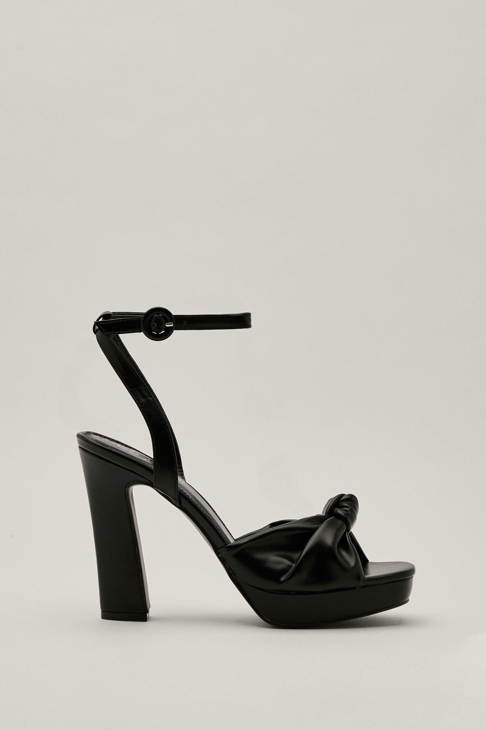 Faux Leather Knot Front Platform Heels Nasty Gal