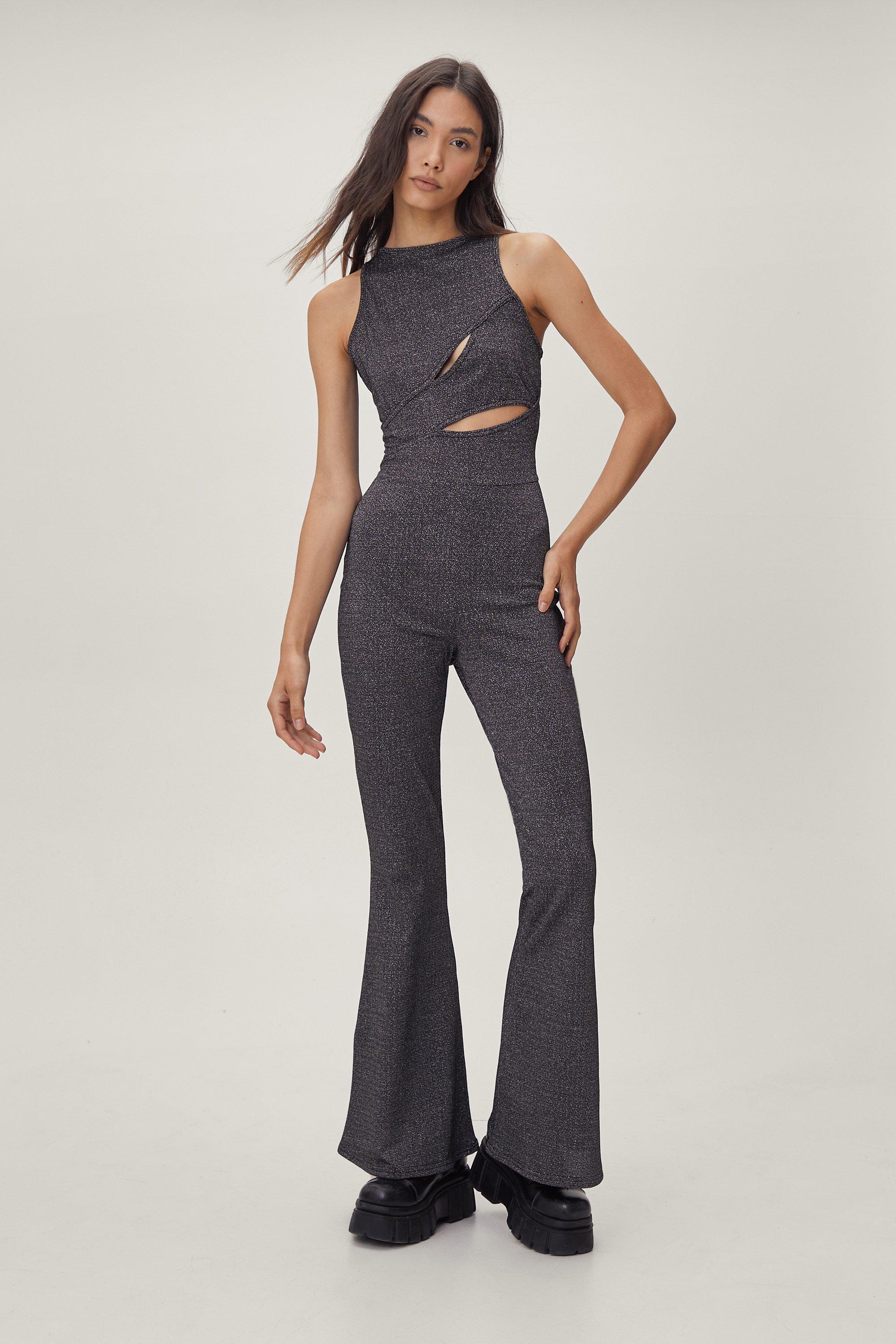 Olive Acetate Slinky Ring Cut Out Halter Jumpsuit