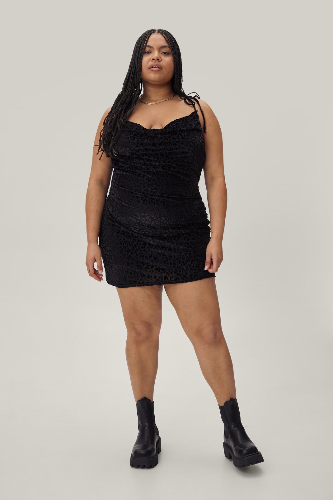 105 Plus Size Devore Cowl Neck Mini Slip Dress image number 2
