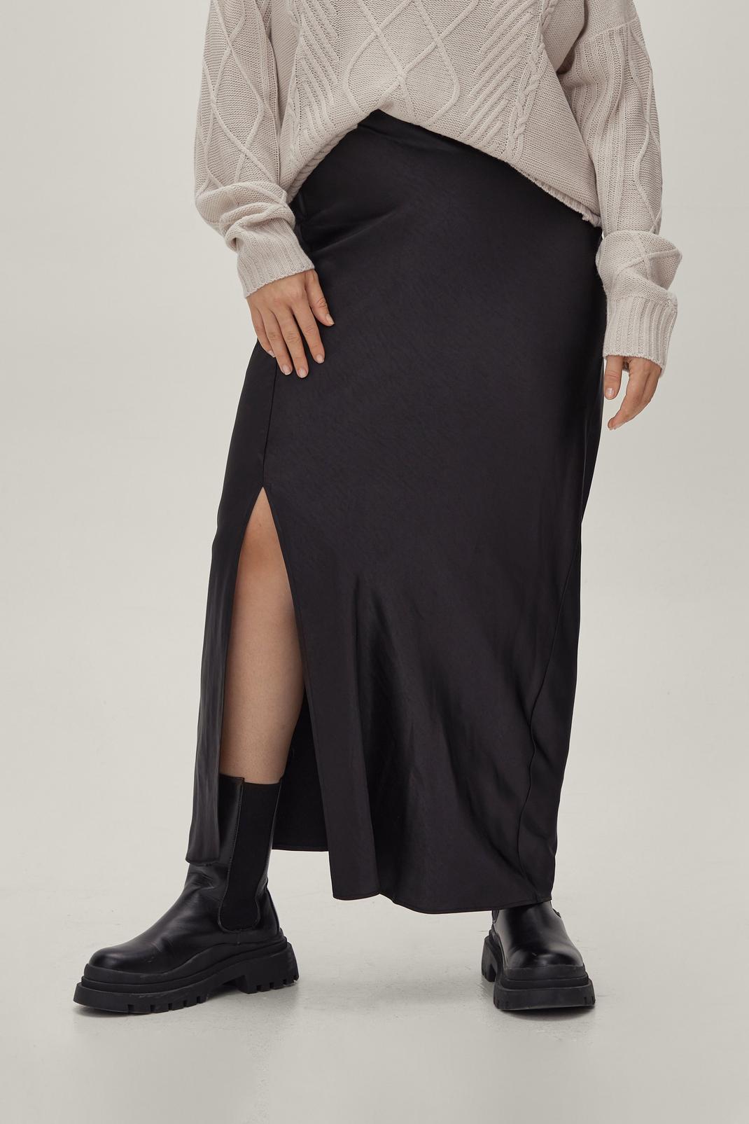 105 Plus Size Satin Maxi Slip Skirt image number 2