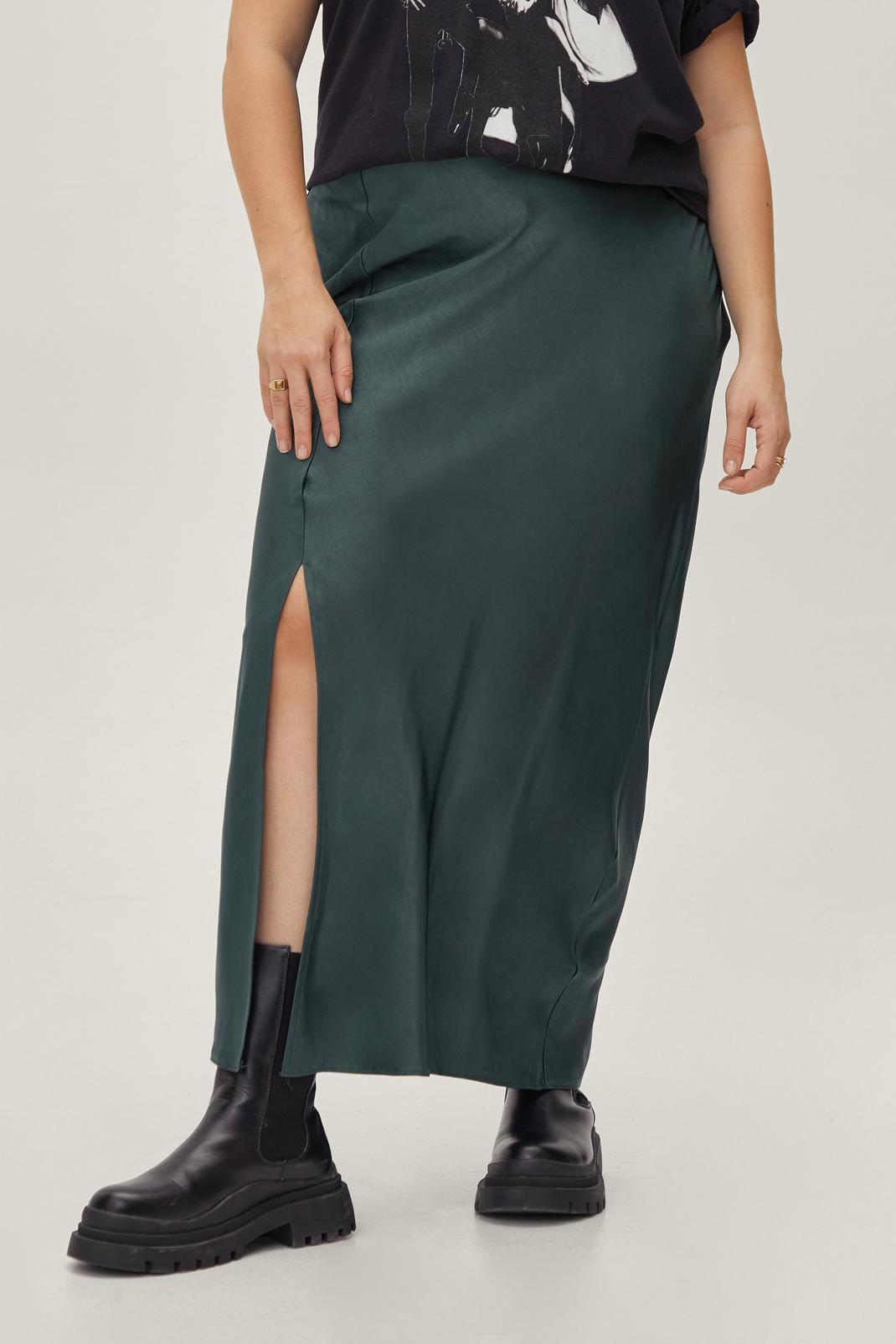 130 Plus Size Satin Maxi Slip Skirt image number 2