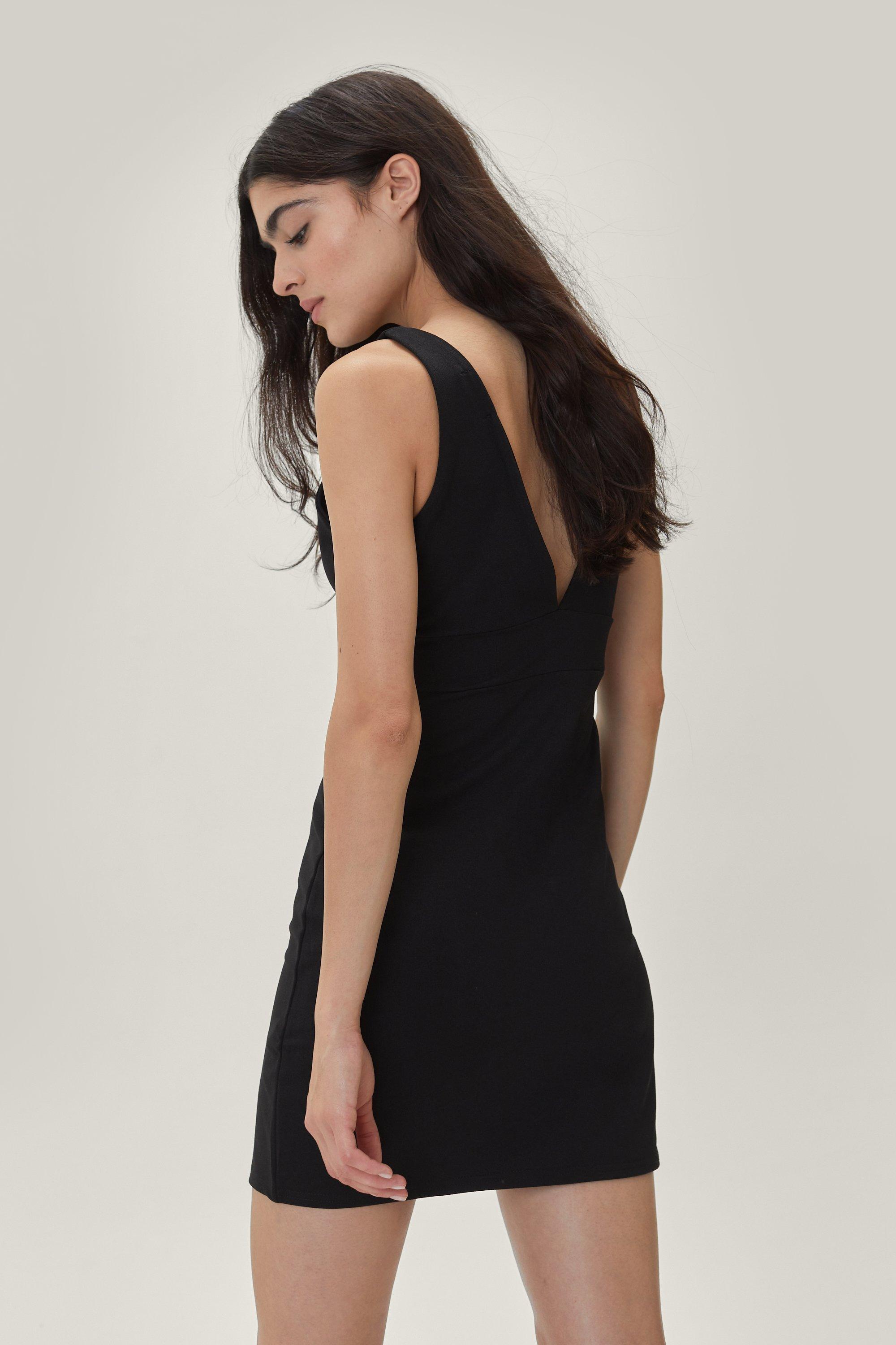 Black v on sale neck mini dress