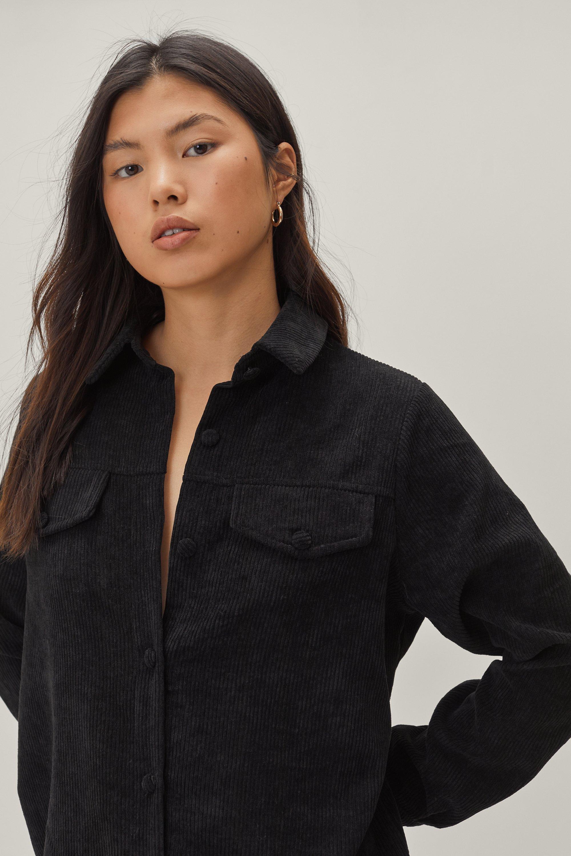 Cord Pocket Detail Midi Shirt Dress Nasty Gal