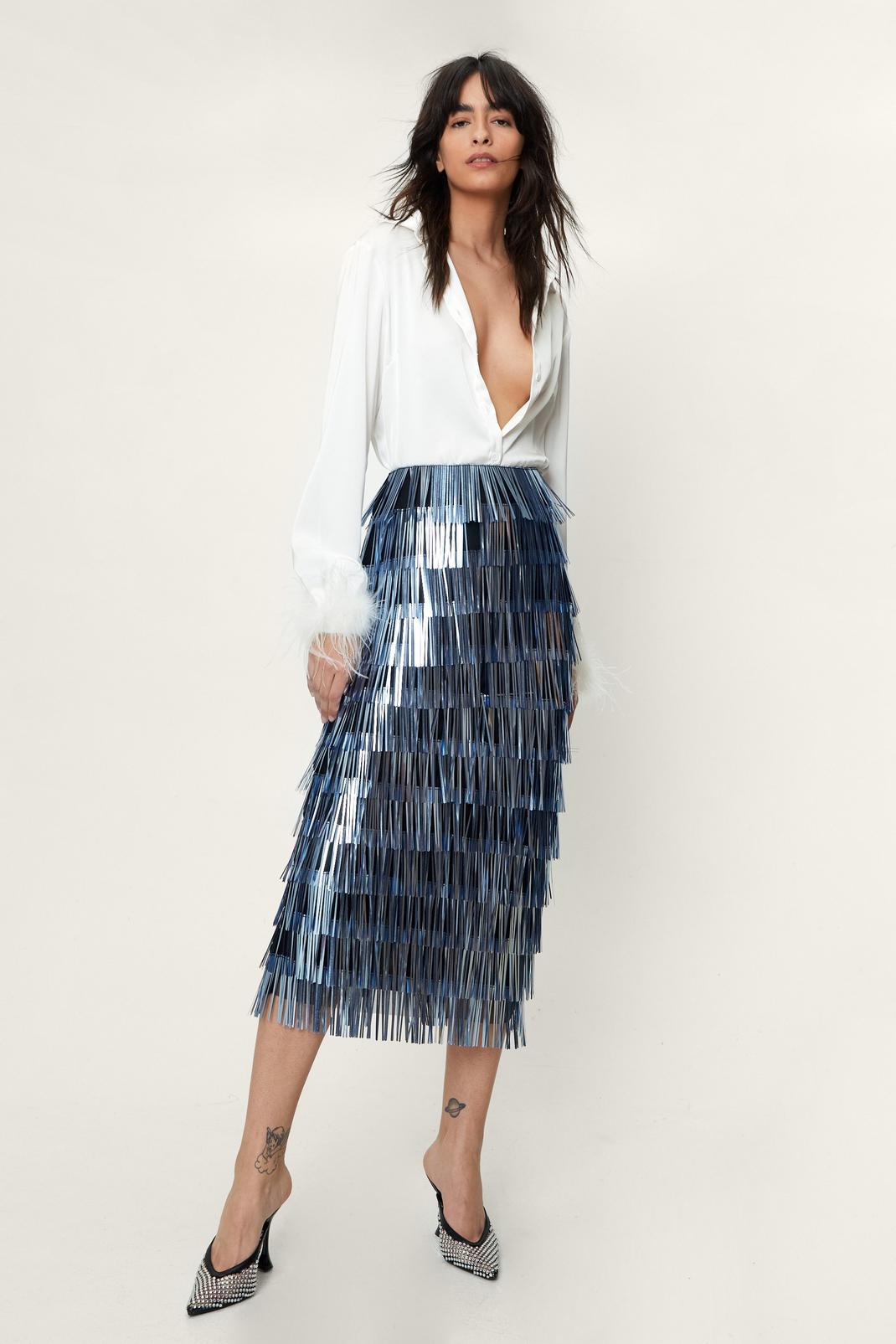Long Sequin Bodycon Midi Skirt image number 1