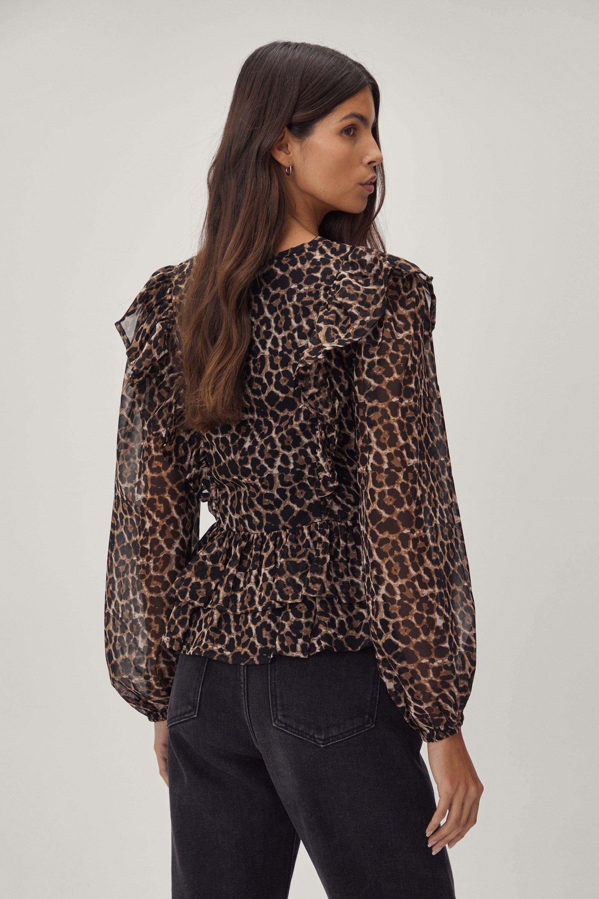 Leopard print store ruffle top