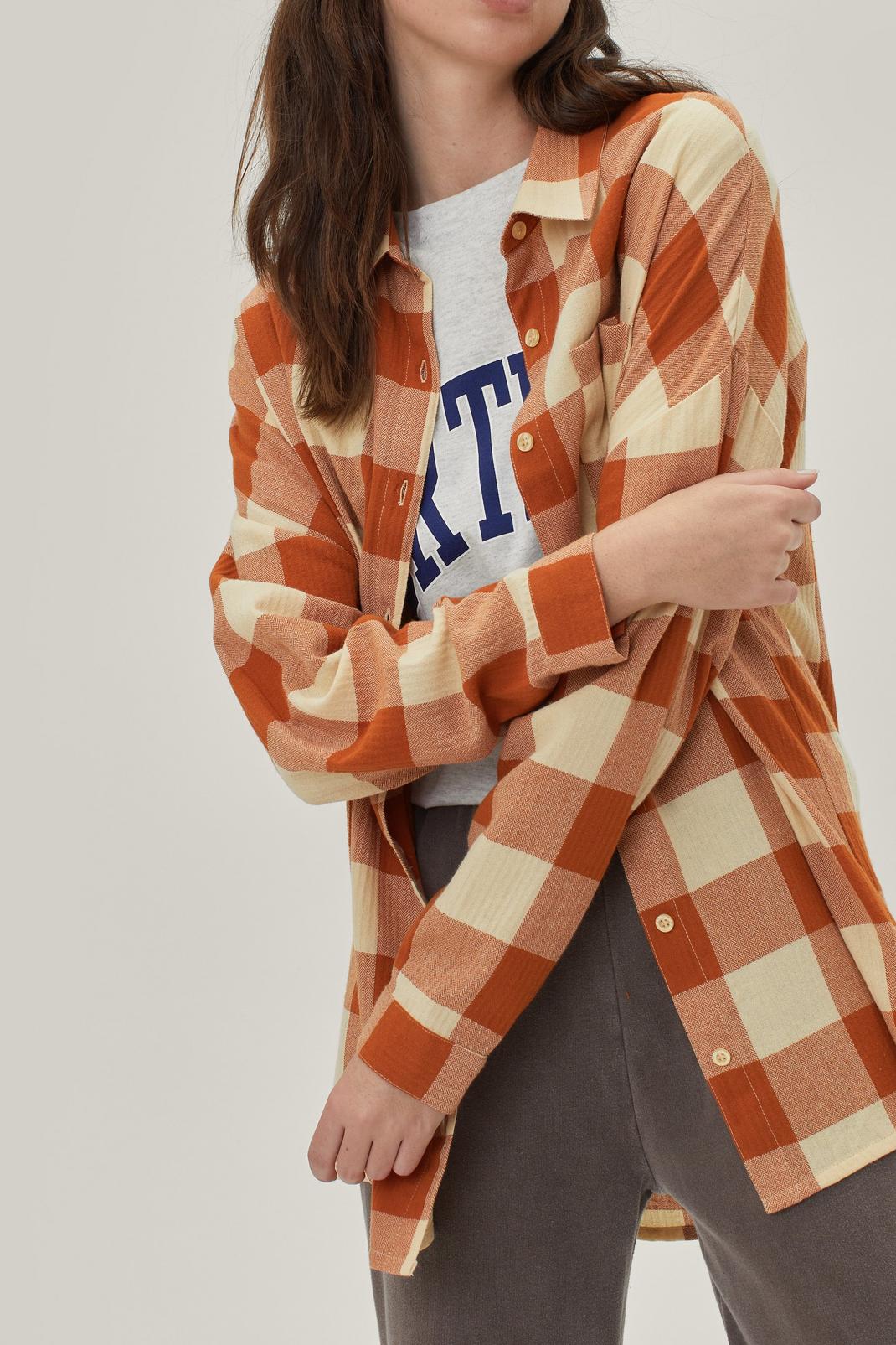 166 Oversized Long Sleeve Collared Check Shirt image number 2
