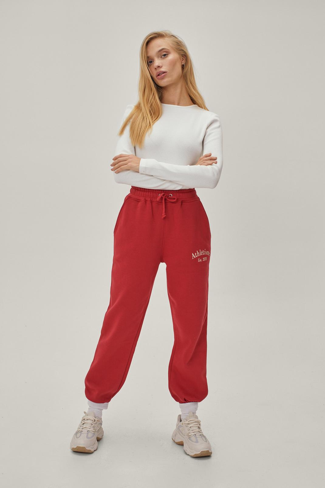 Red Petite Athleisure Relaxed Fit Sweatpants image number 1