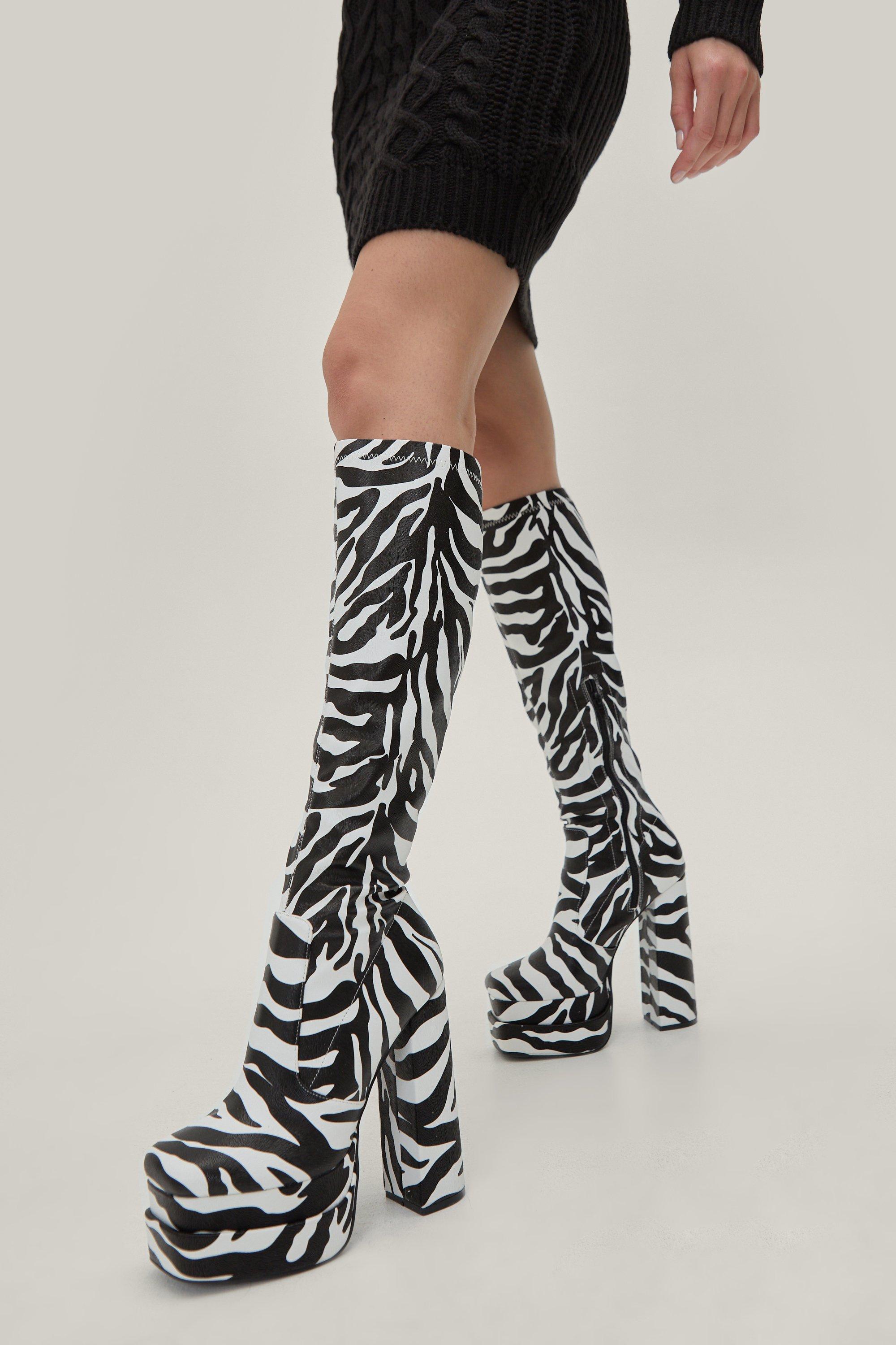 Animal print knee outlet high boots