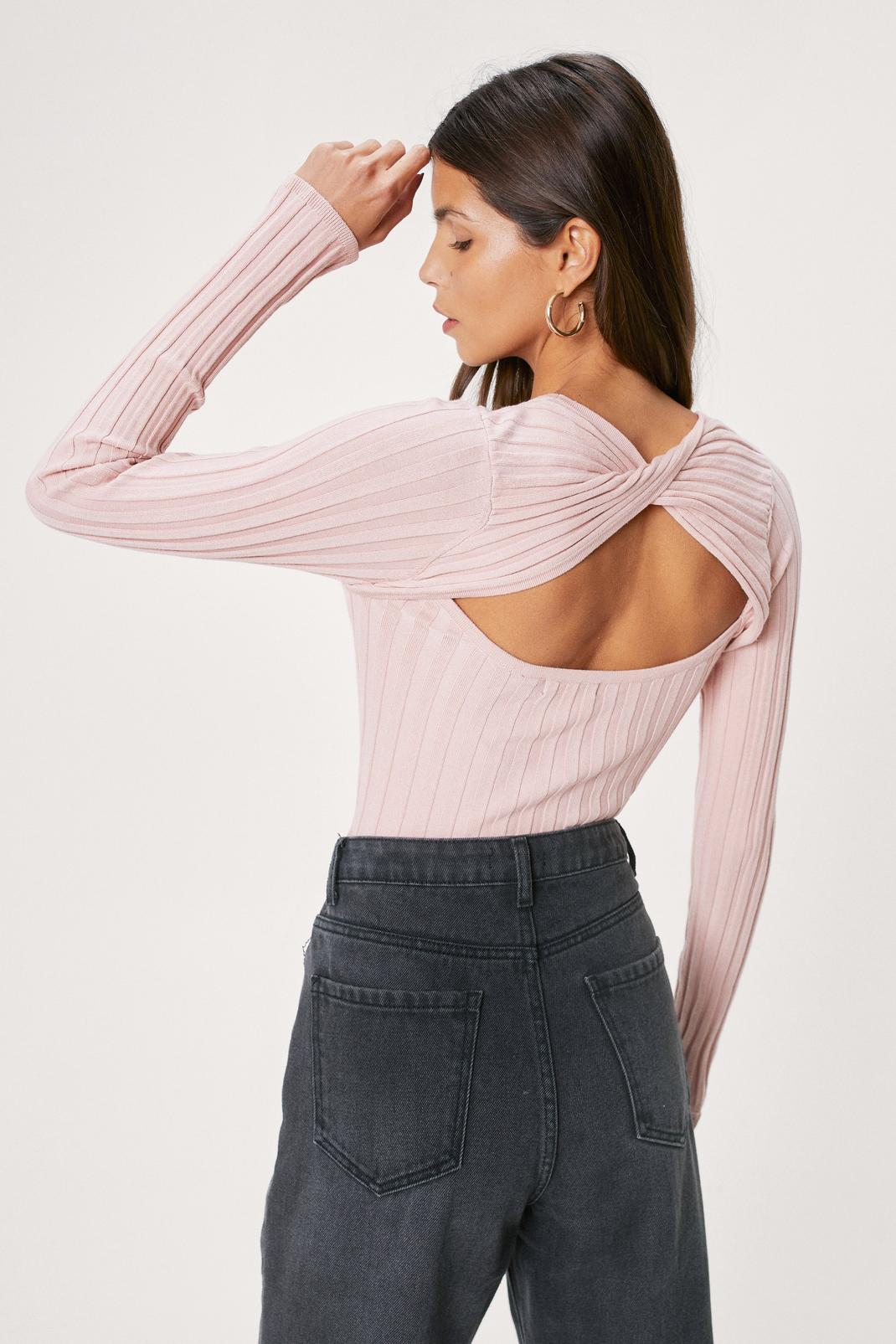 Blush Petite Knot Back Knitted Top image number 1