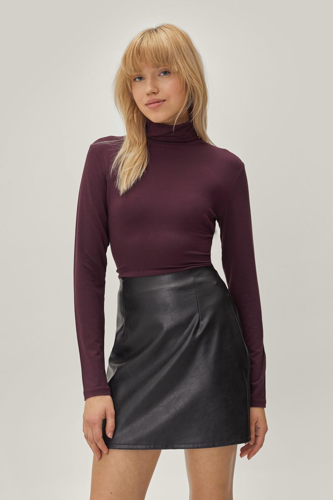 Berry Roll Neck Long Sleeve Top image number 1