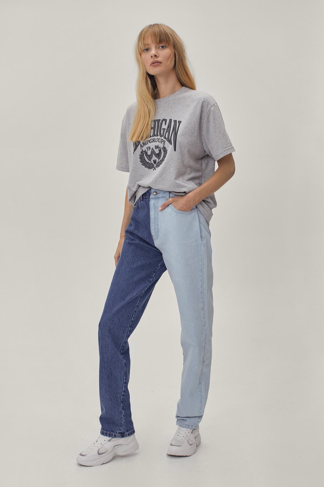 106 Two Tone Straight Leg Denim Jeans image number 2