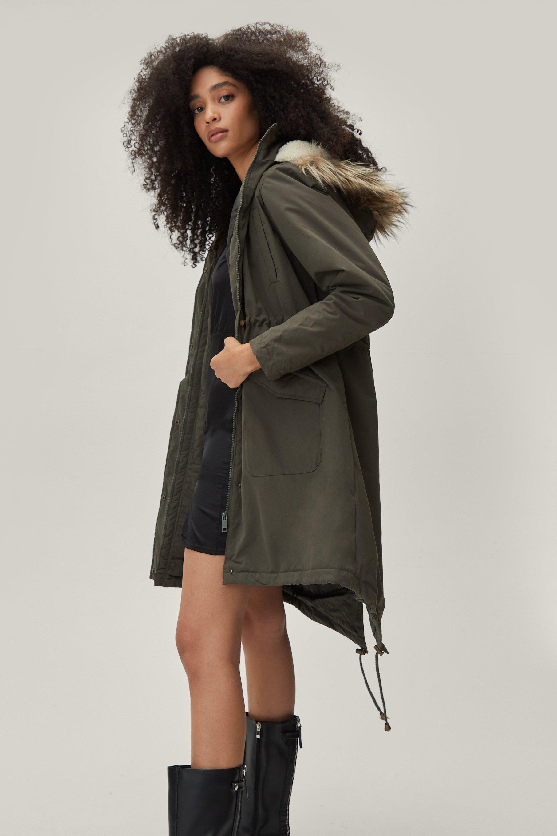 longline fur hooded coat