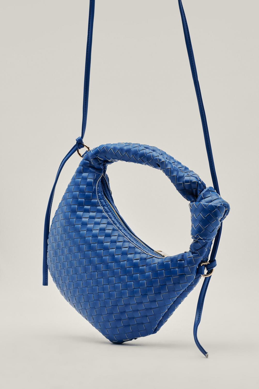 Blue Woven Slouchy Knot Detail Shoulder Bag image number 1