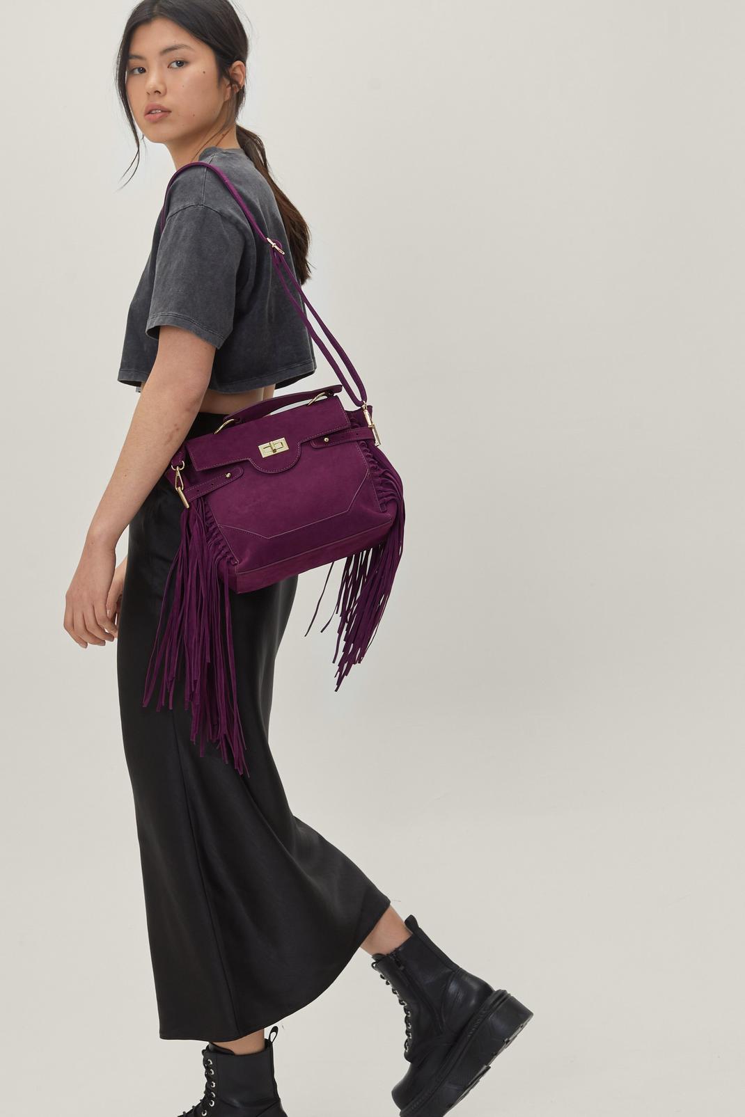 156 Faux Suede Fringed Crossbody Bag image number 2