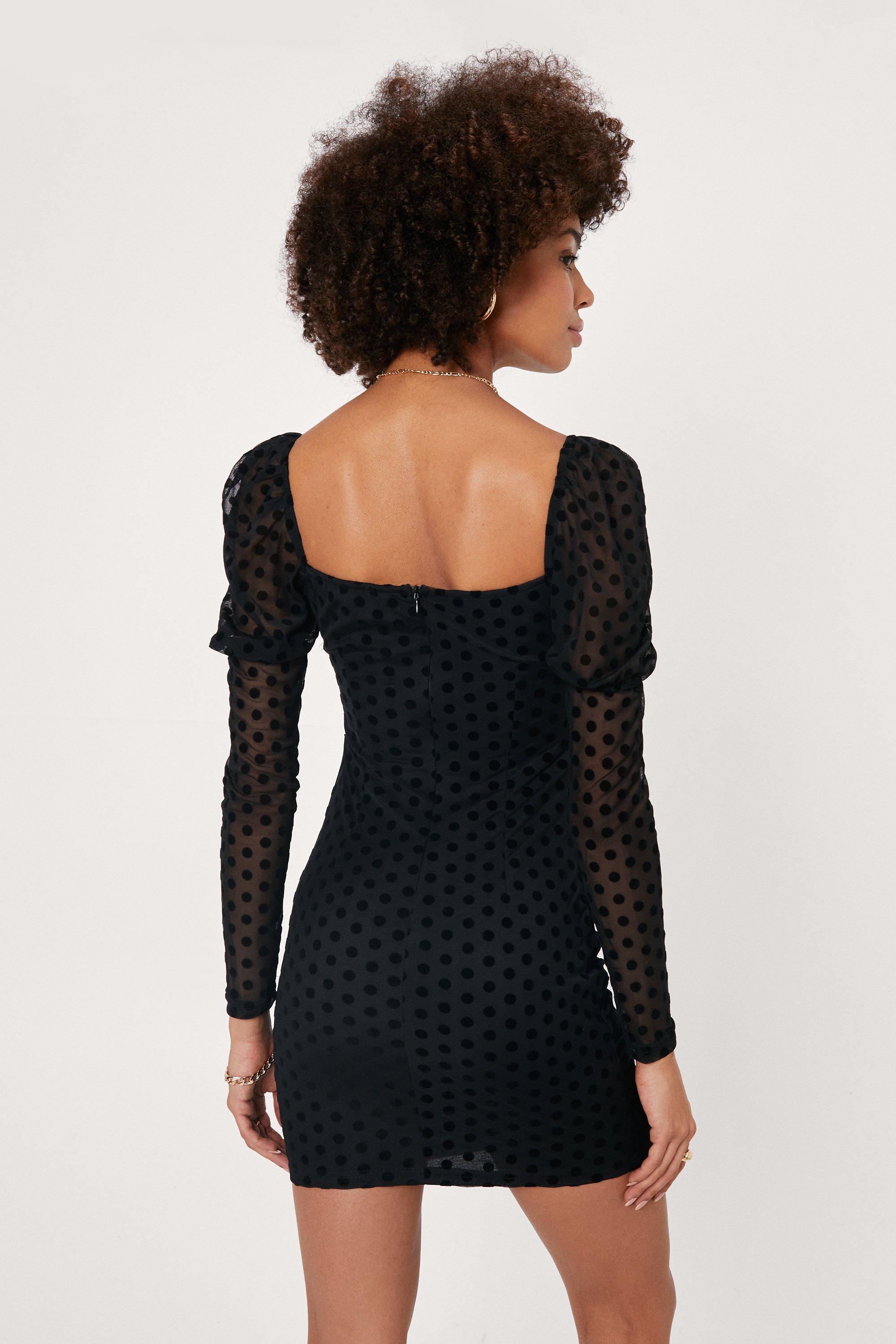 Floral Spot Square Neck Mesh Dress Nasty Gal