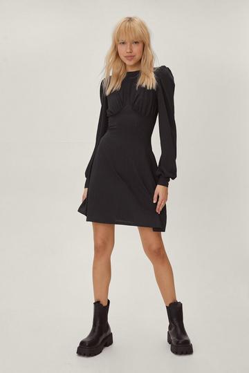 Puff Sleeve Corset Design Mini Dress black