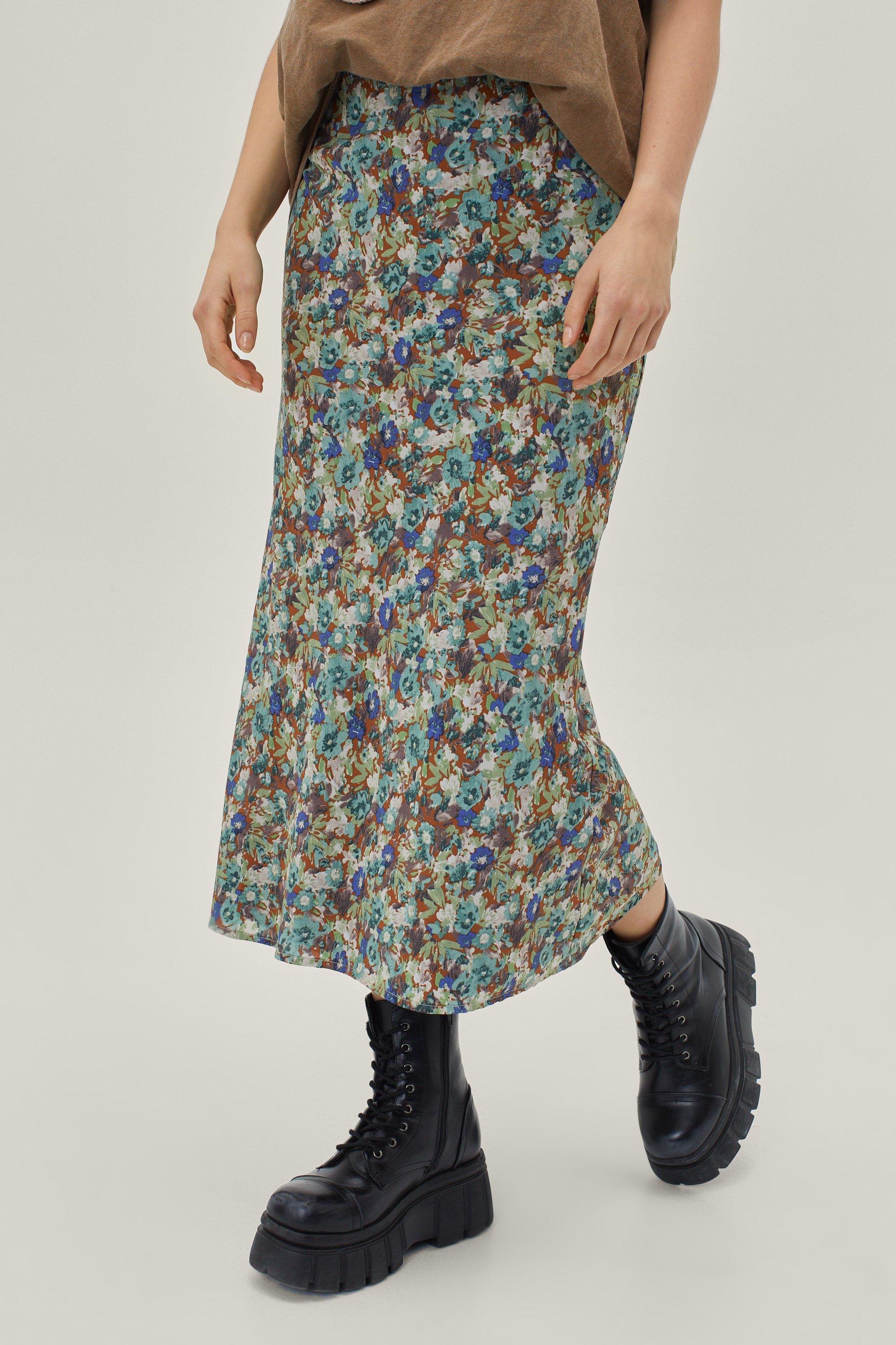 Nasty gal floral outlet midi skirt