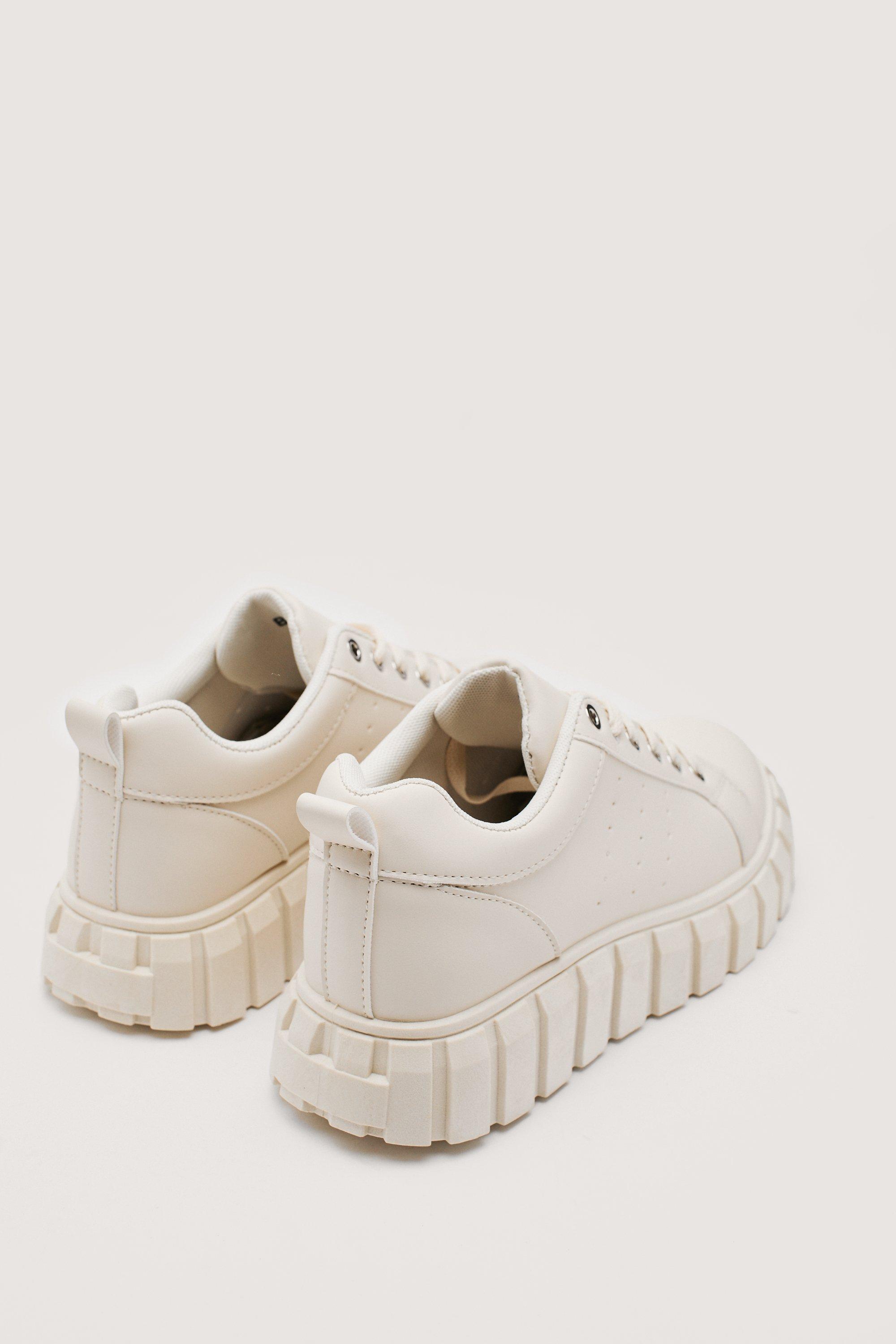 Chunky Faux Leather Cleated Trainers Nasty Gal