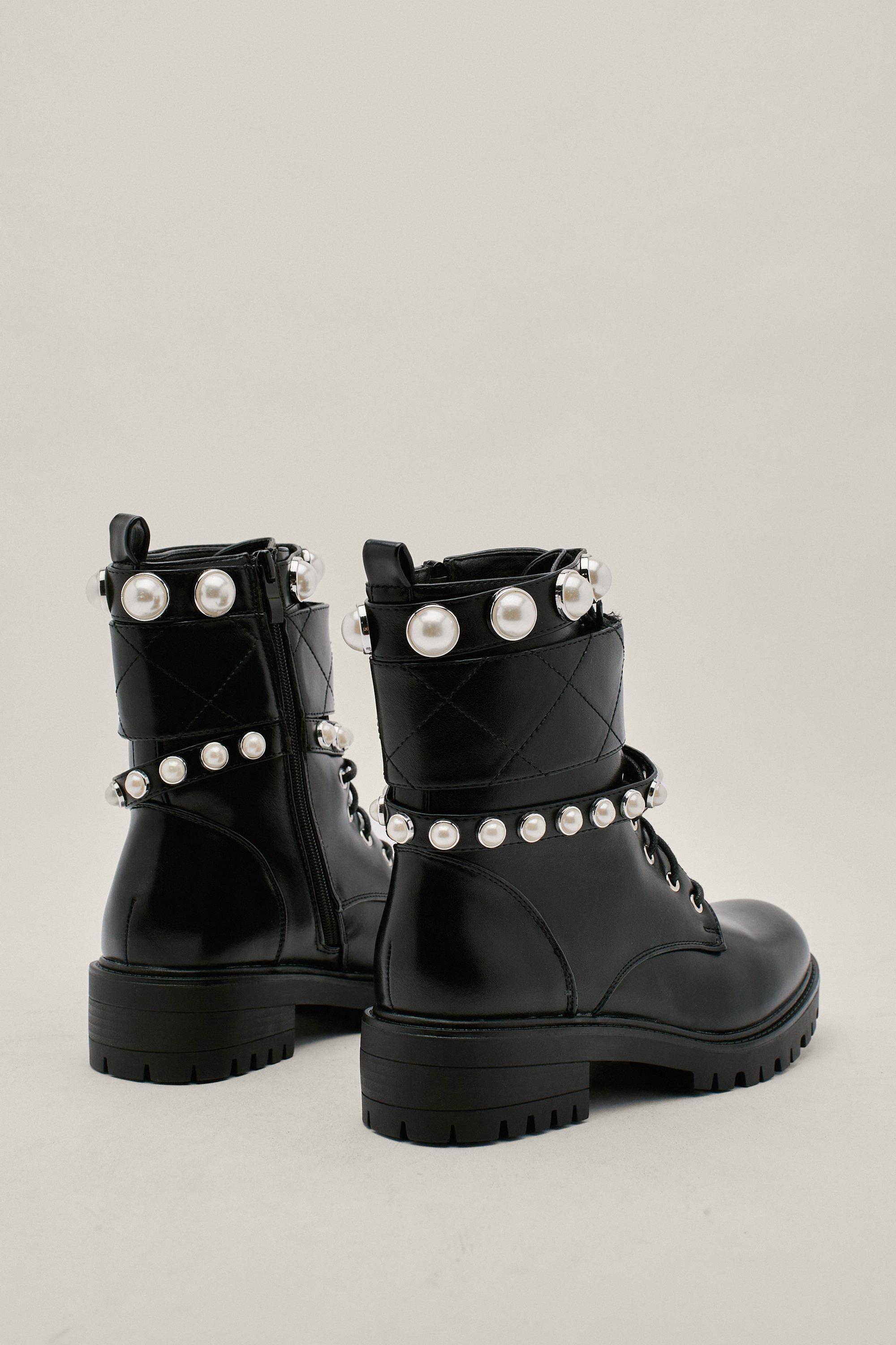 black boots pearls