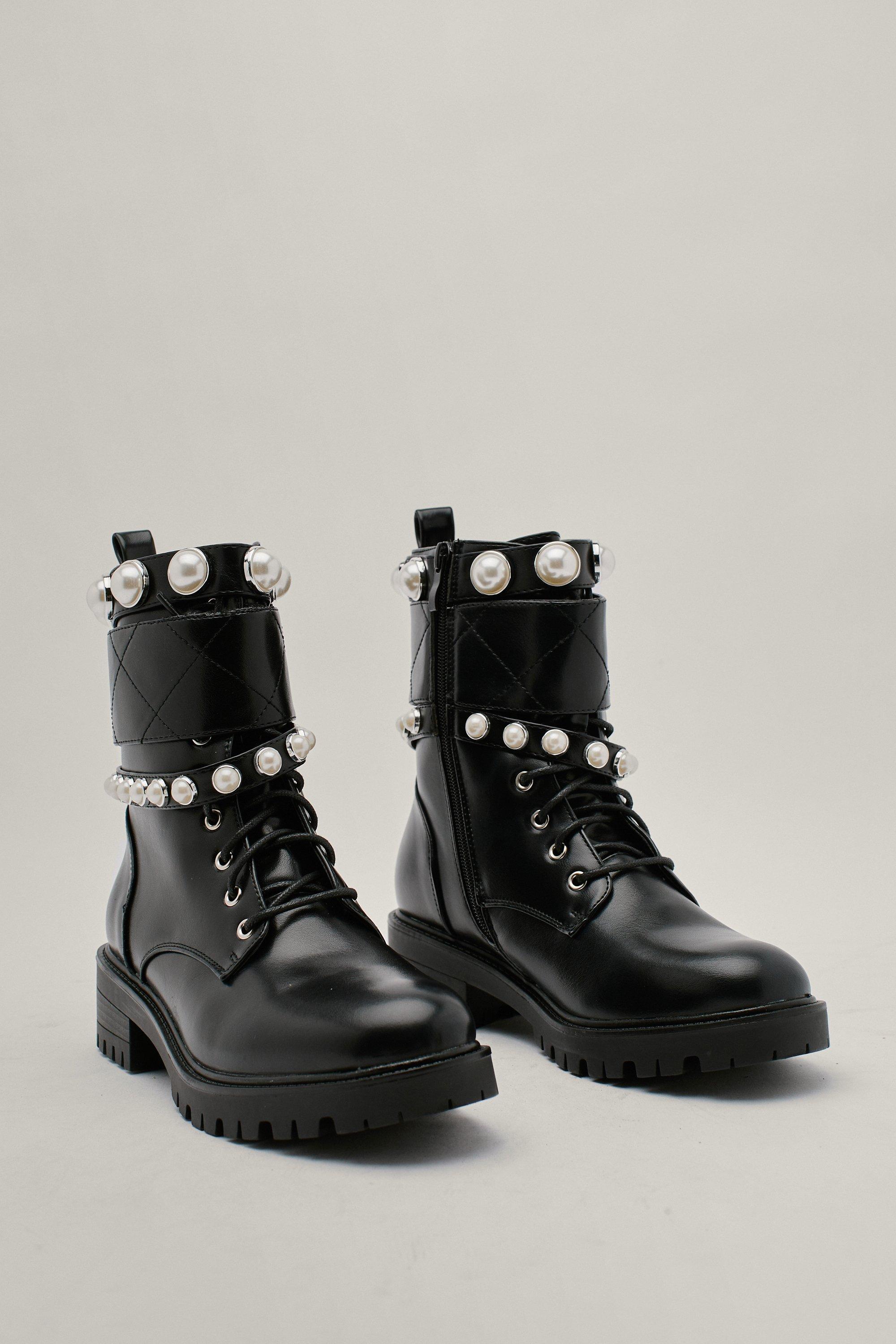 Pearl lace hot sale up boots